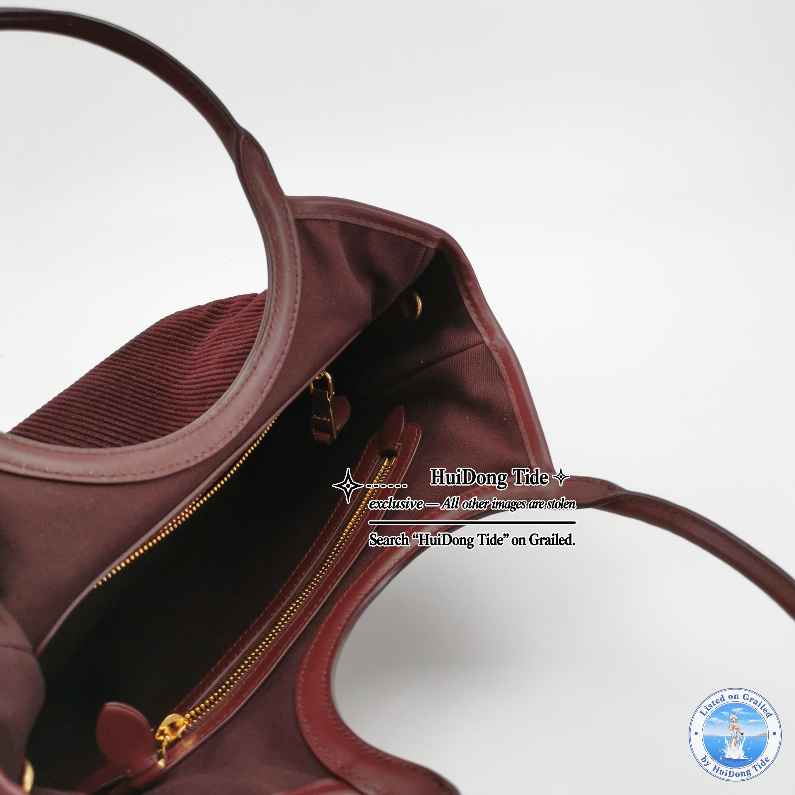 Miu Miu Miu Miu Purple Corduroy Leather Ivy Handle Bag Size ONE SIZE - 7 Thumbnail
