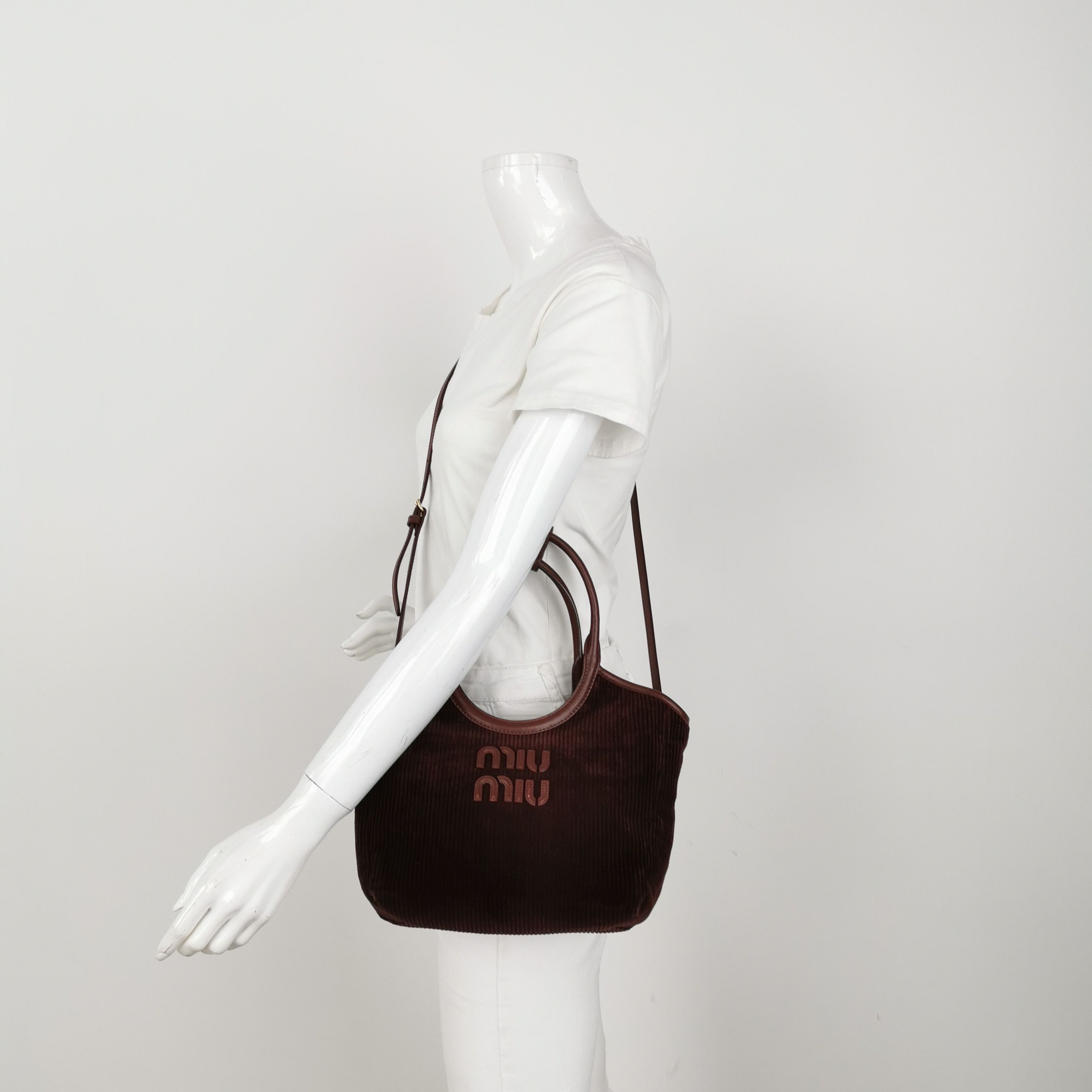 Miu Miu Miu Miu Purple Corduroy Leather Ivy Handle Bag Size ONE SIZE - 2 Thumbnail