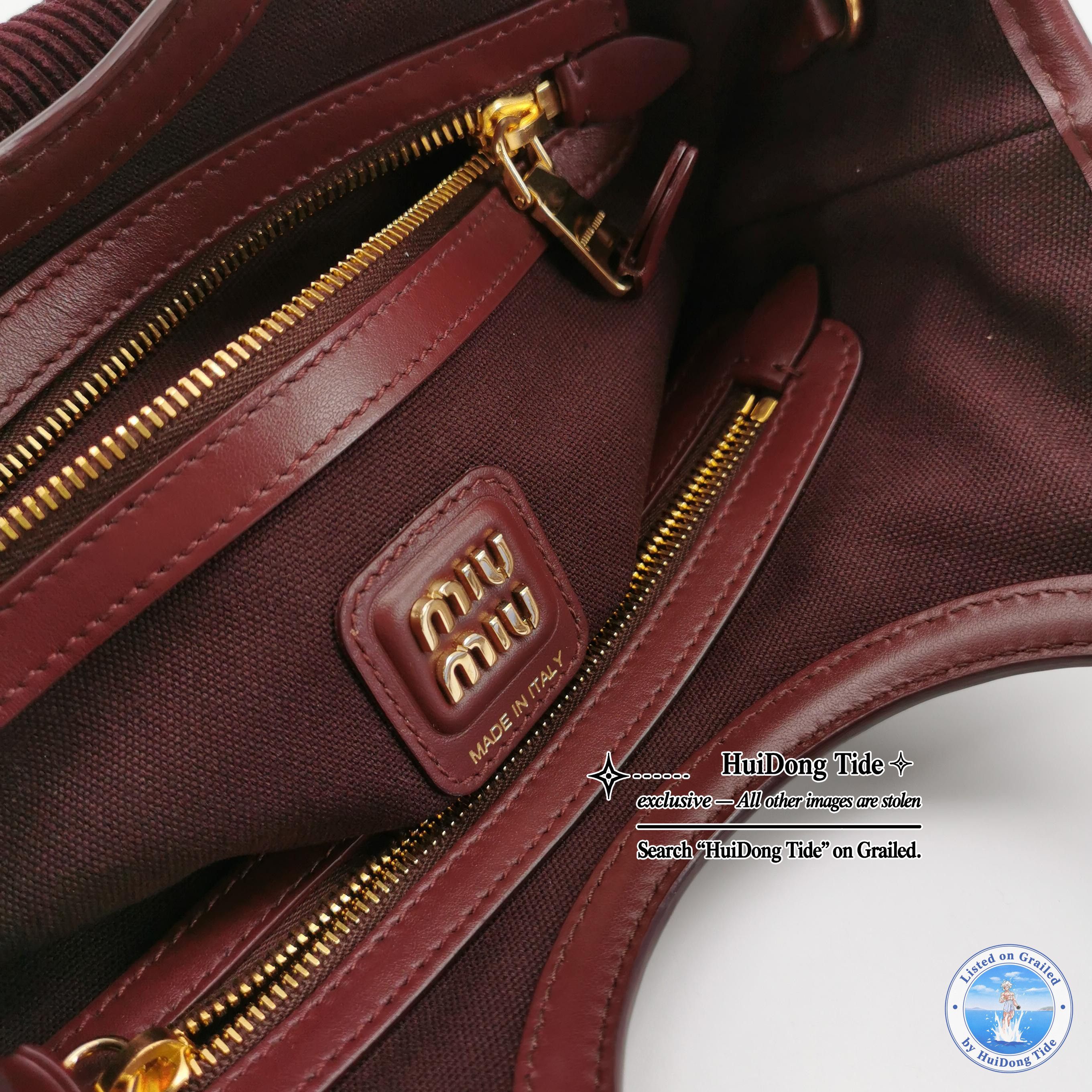 Miu Miu Miu Miu Purple Corduroy Leather Ivy Handle Bag Size ONE SIZE - 8 Thumbnail