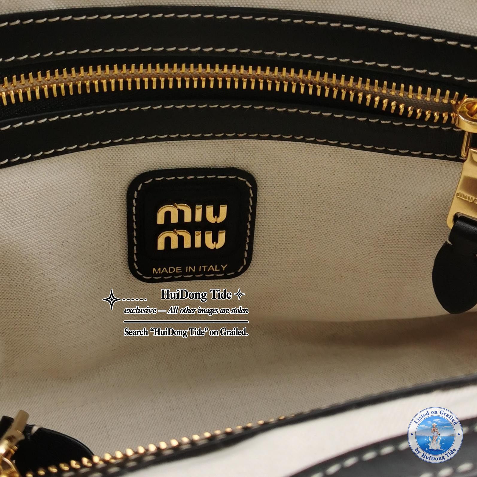 Miu Miu Miu Miu Ivy Black Leather Logo Handle Bag ONE SIZE Size ONE SIZE - 8 Thumbnail