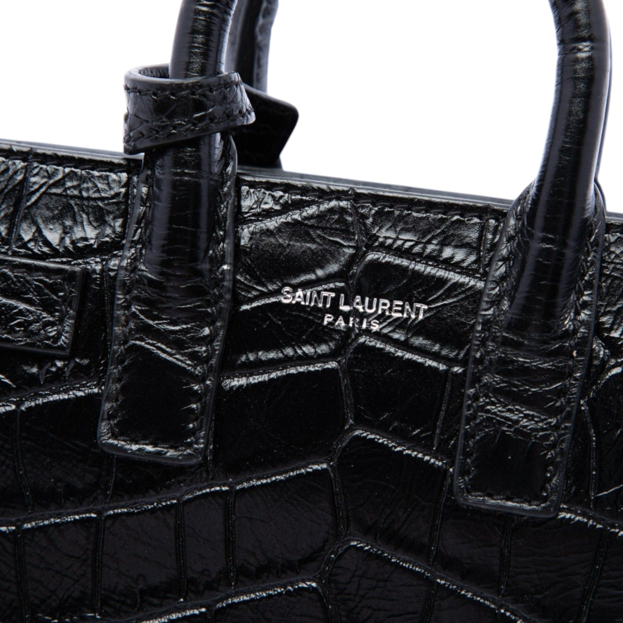 Saint Laurent Paris Toy Croc Embossed Leather Sac De Jour Satchel Size ONE SIZE - 5 Thumbnail