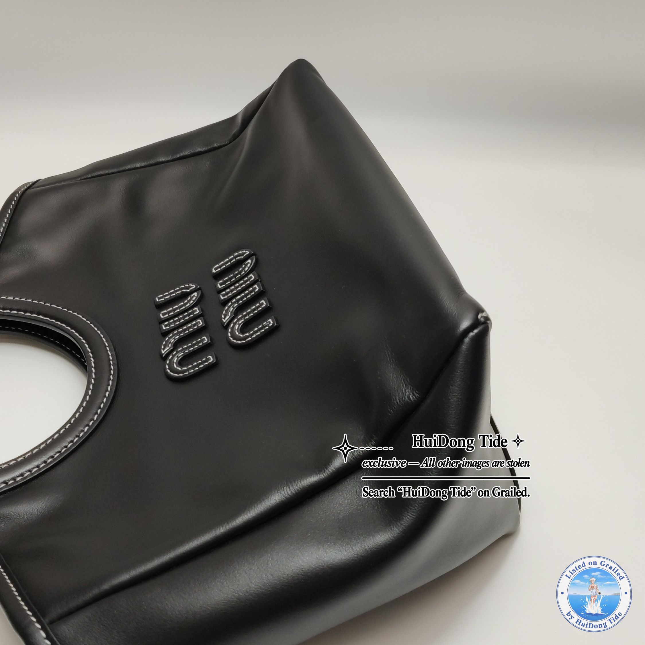 Miu Miu Miu Miu Ivy Black Leather Logo Handle Bag Size ONE SIZE - 12 Thumbnail