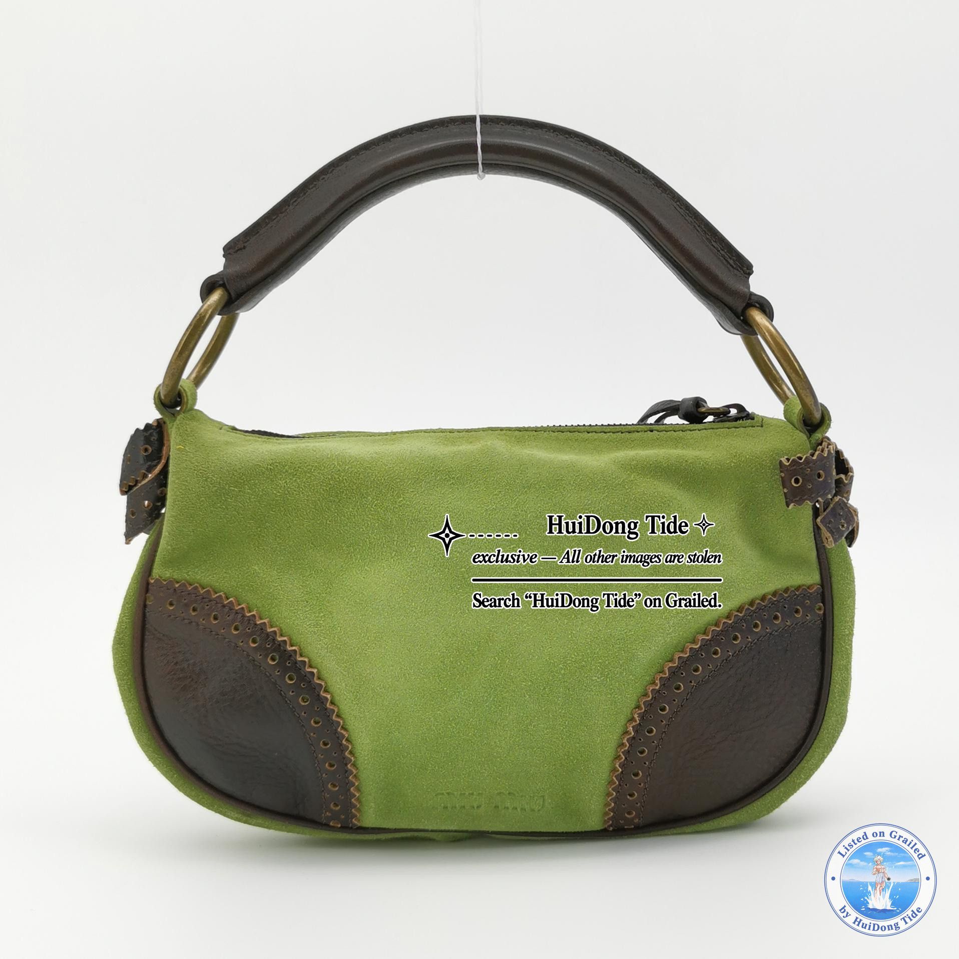 Miu Miu Miu Miu Green Suede Handle Bag One Size Size ONE SIZE - 3 Thumbnail