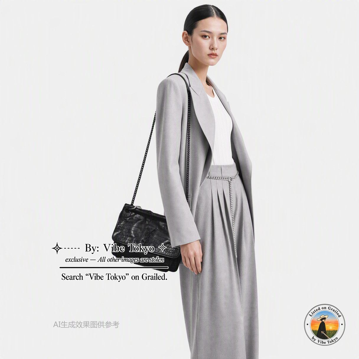 Saint Laurent Paris Saint Laurent Niki Medium Crocodile Embossed Shoulder Bag Size ONE SIZE - 2 Thumbnail