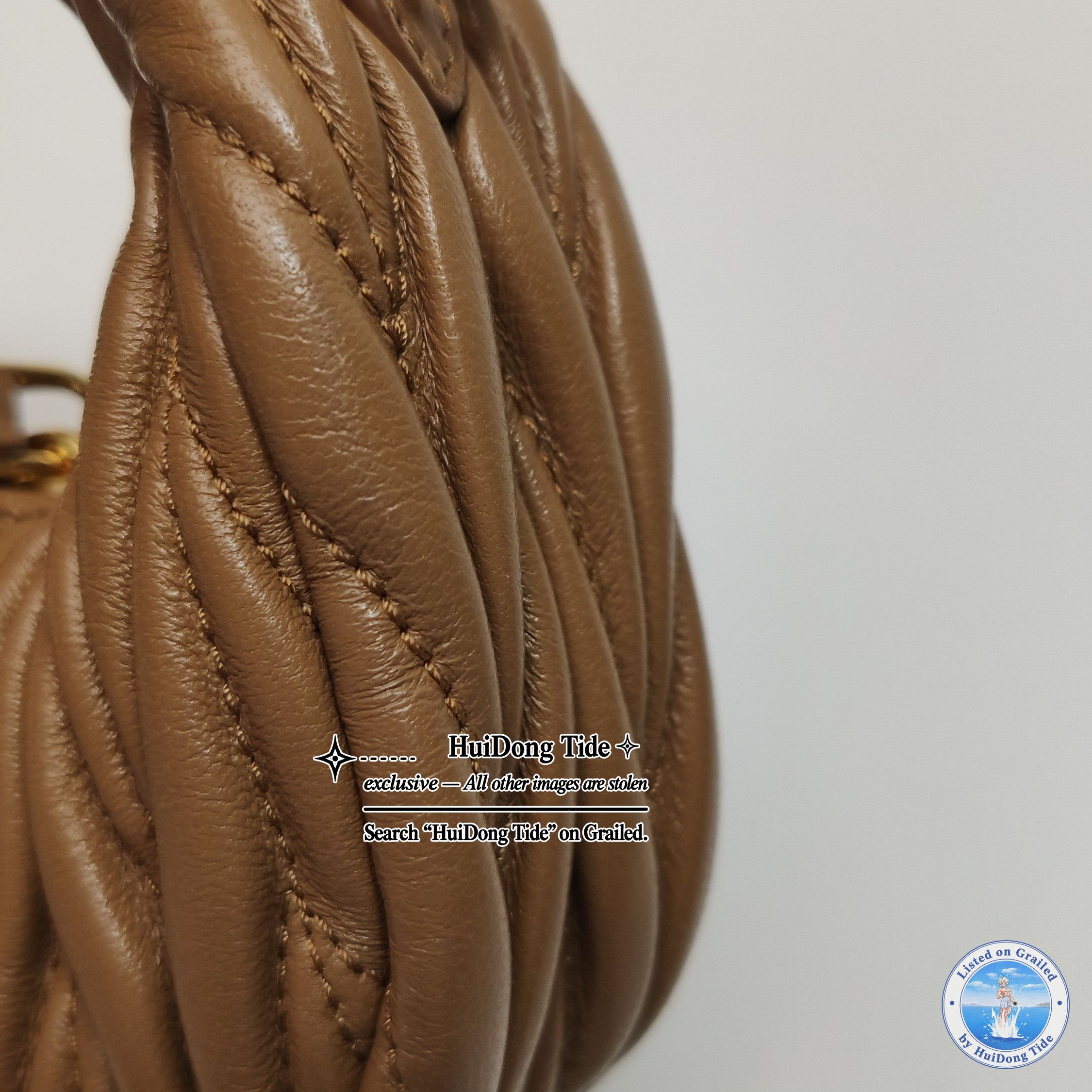 Miu Miu Miu Miu Wander Brown Leather Matelasse Handle Bag Size ONE SIZE - 8 Thumbnail