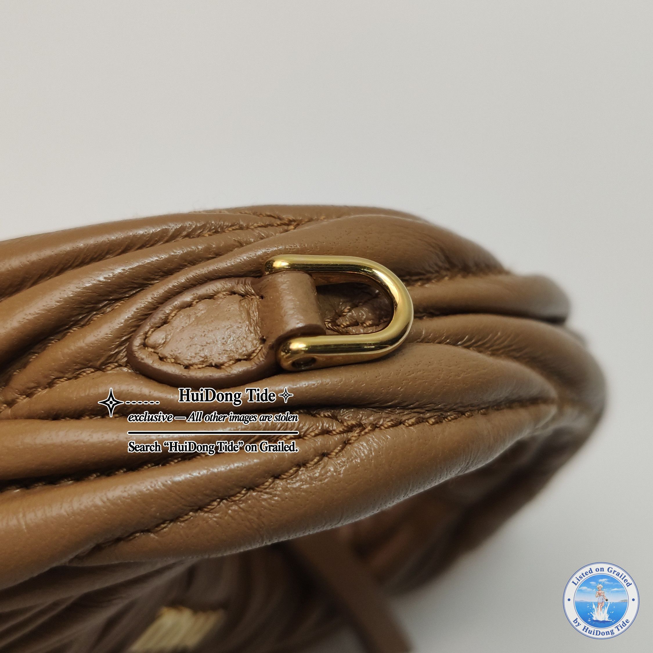 Miu Miu Miu Miu Wander Brown Leather Matelasse Handle Bag Size ONE SIZE - 6 Thumbnail