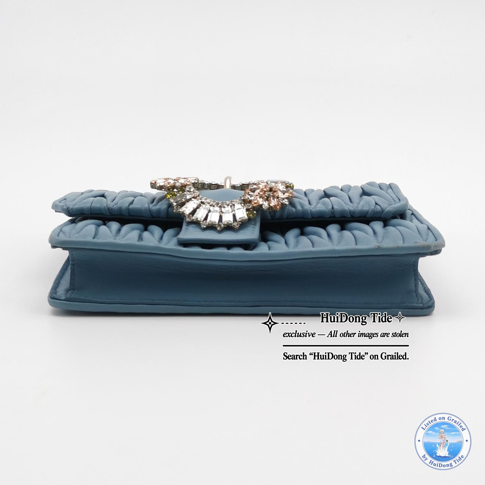 Miu Miu Miu Miu Lady Blue Matelassé Crystal Shoulder Bag Size ONE SIZE - 6 Thumbnail