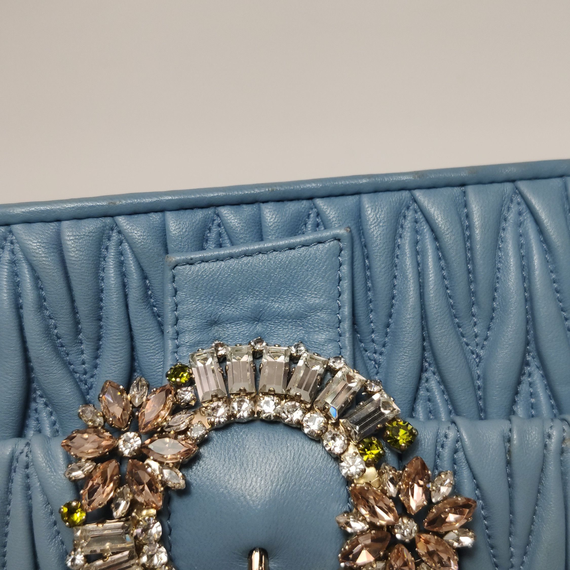 Miu Miu Miu Miu Lady Blue Matelassé Crystal Shoulder Bag Size ONE SIZE - 14 Thumbnail