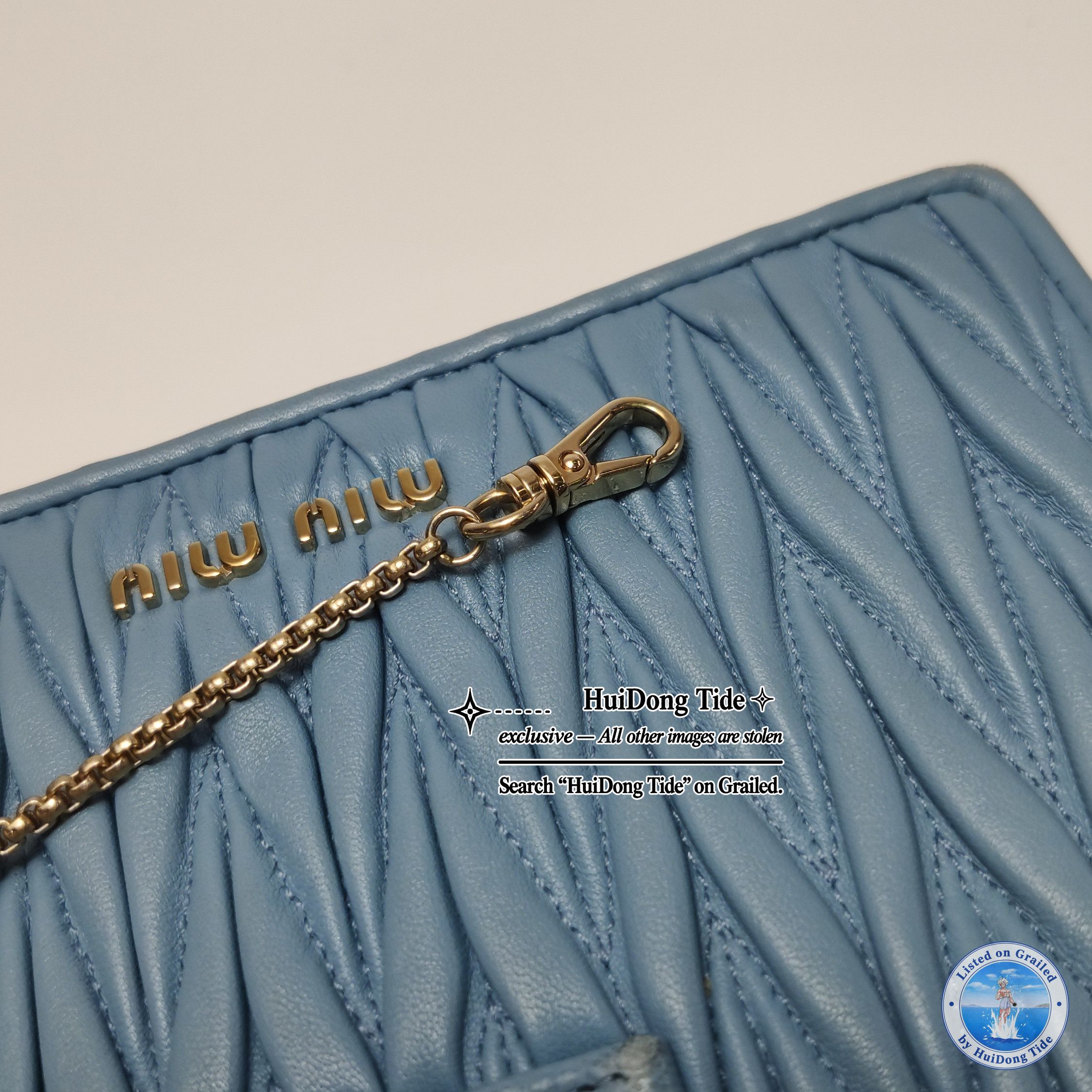 Miu Miu Miu Miu Lady Blue Matelassé Crystal Shoulder Bag Size ONE SIZE - 20 Thumbnail