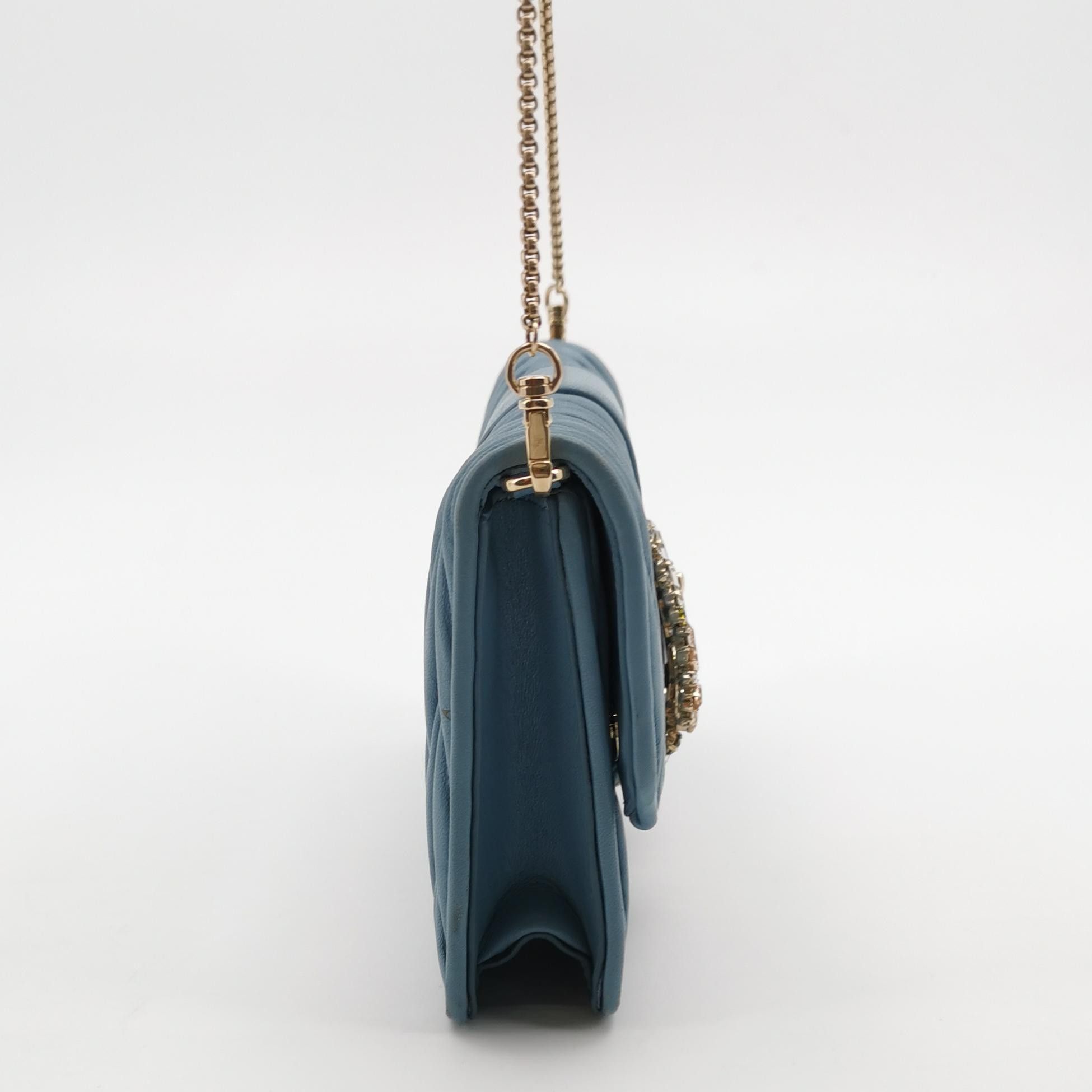 Miu Miu Miu Miu Lady Blue Matelassé Crystal Shoulder Bag Size ONE SIZE - 4 Thumbnail