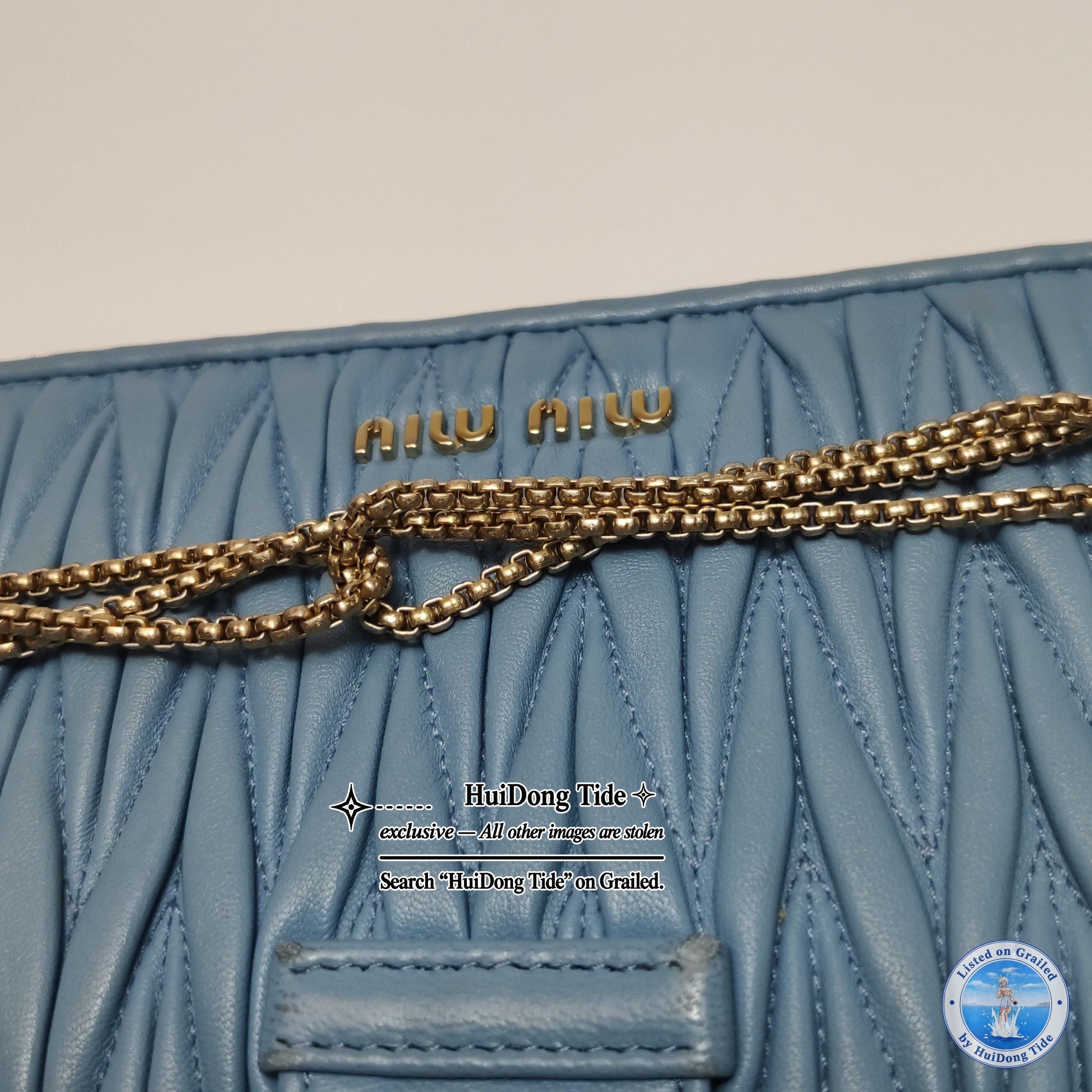 Miu Miu Miu Miu Lady Blue Matelassé Crystal Shoulder Bag Size ONE SIZE - 19 Thumbnail
