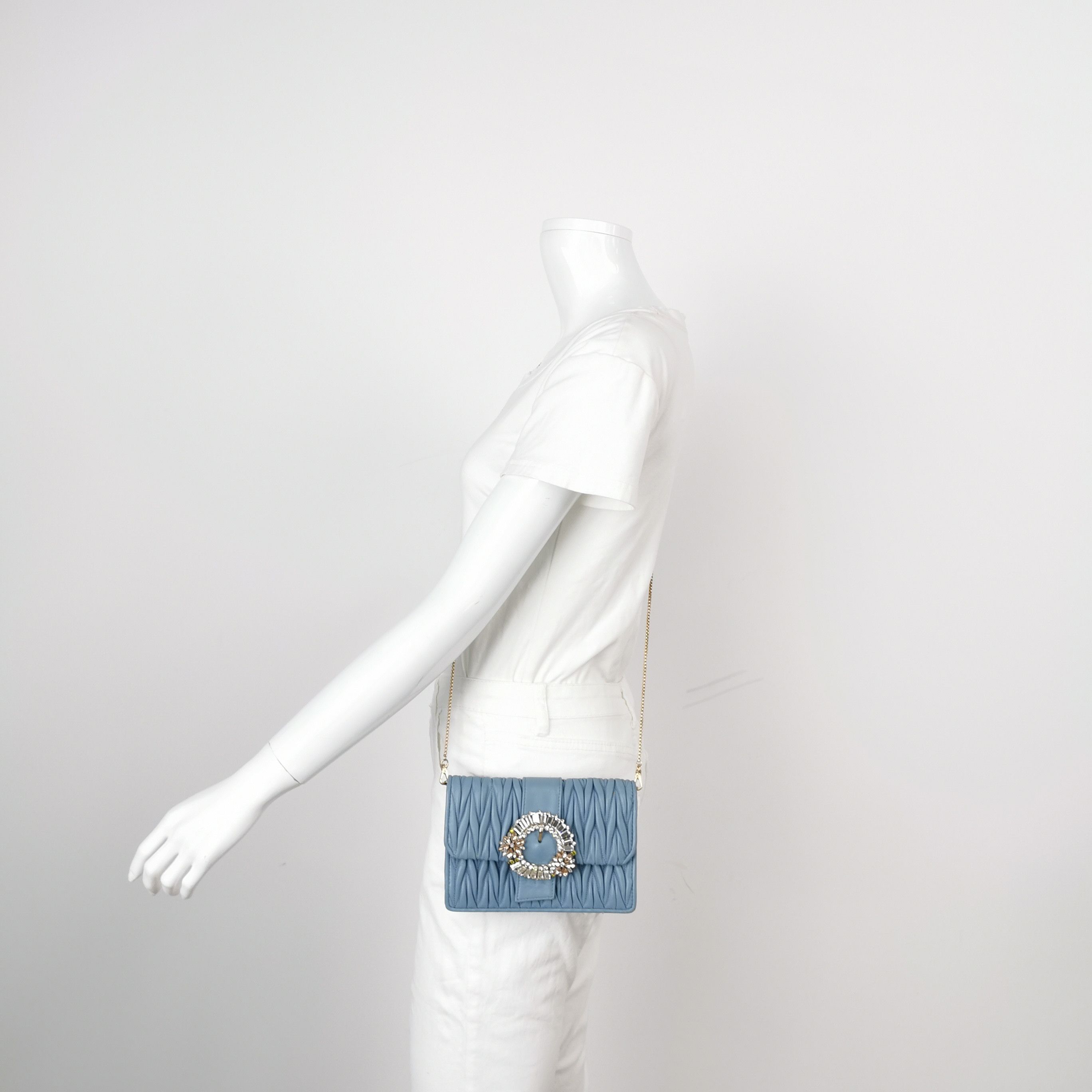 Miu Miu Miu Miu Lady Blue Matelassé Crystal Shoulder Bag Size ONE SIZE - 2 Thumbnail