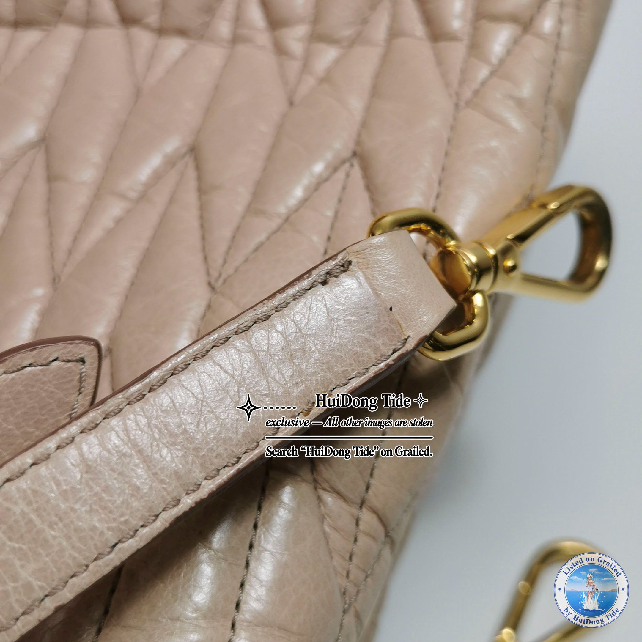 Miu Miu Miu Miu Quilted Leather Handle Bag Beige Size ONE SIZE - 16 Thumbnail