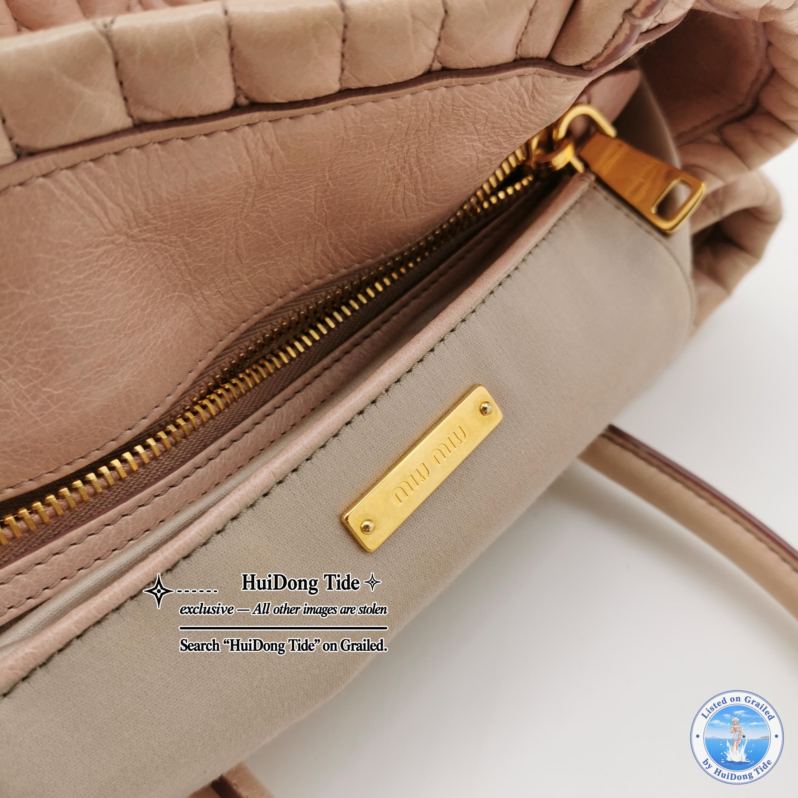 Miu Miu Miu Miu Quilted Leather Handle Bag Beige Size ONE SIZE - 8 Thumbnail
