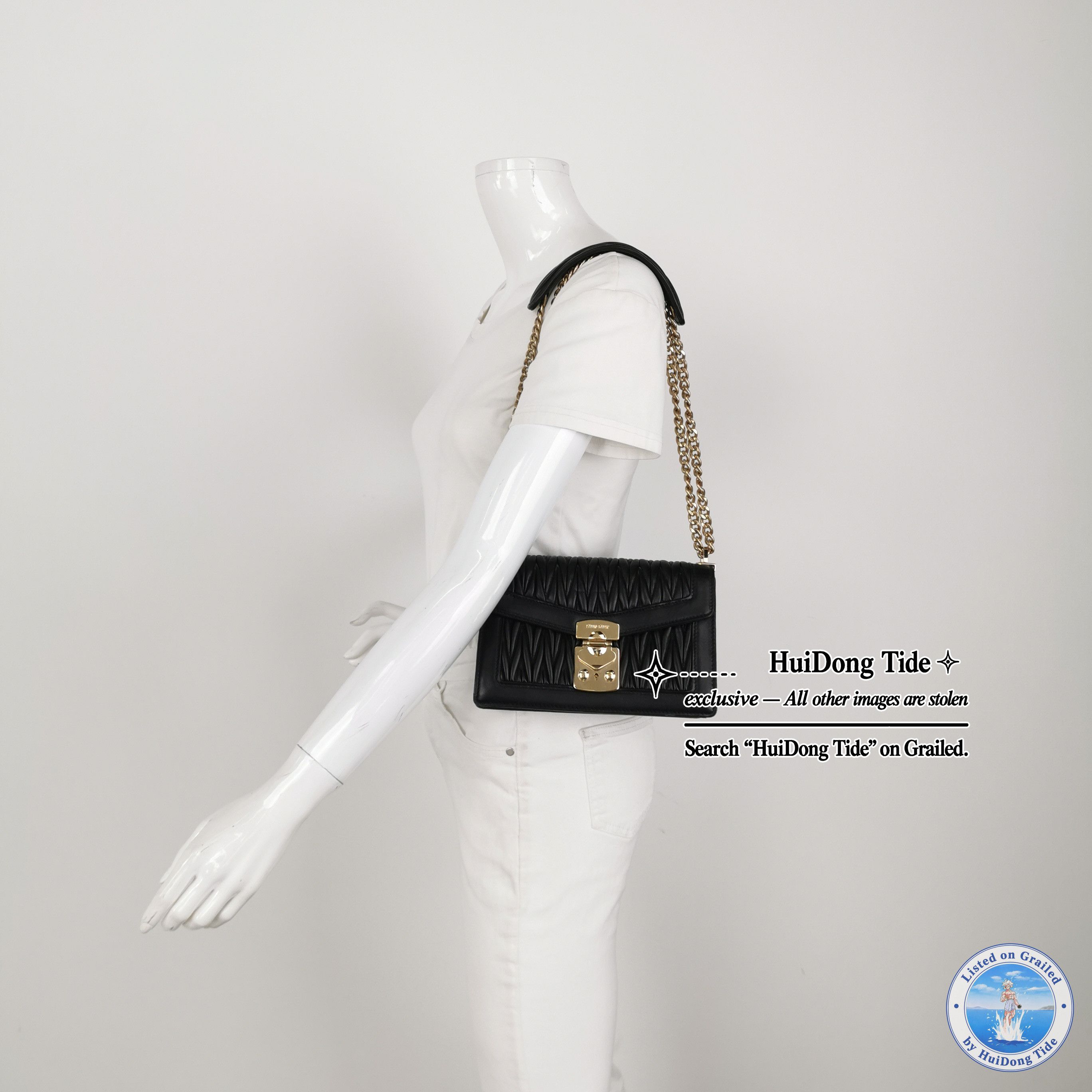 Miu Miu Miu Miu Black Matelassé Leather Shoulder Bag Size ONE SIZE - 2 Thumbnail