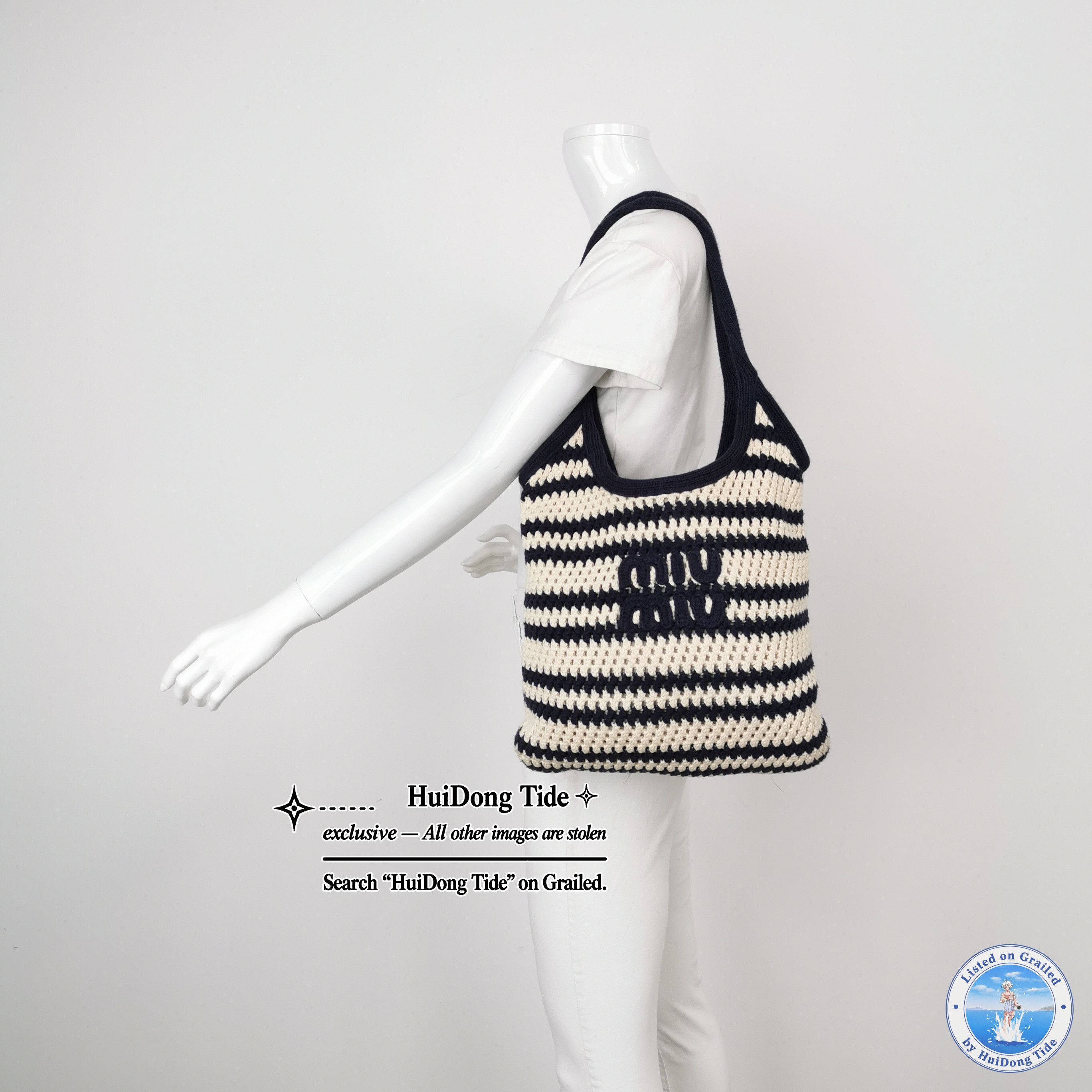Miu Miu Miu Miu Striped Crochet Tote Bag Size ONE SIZE - 2 Thumbnail