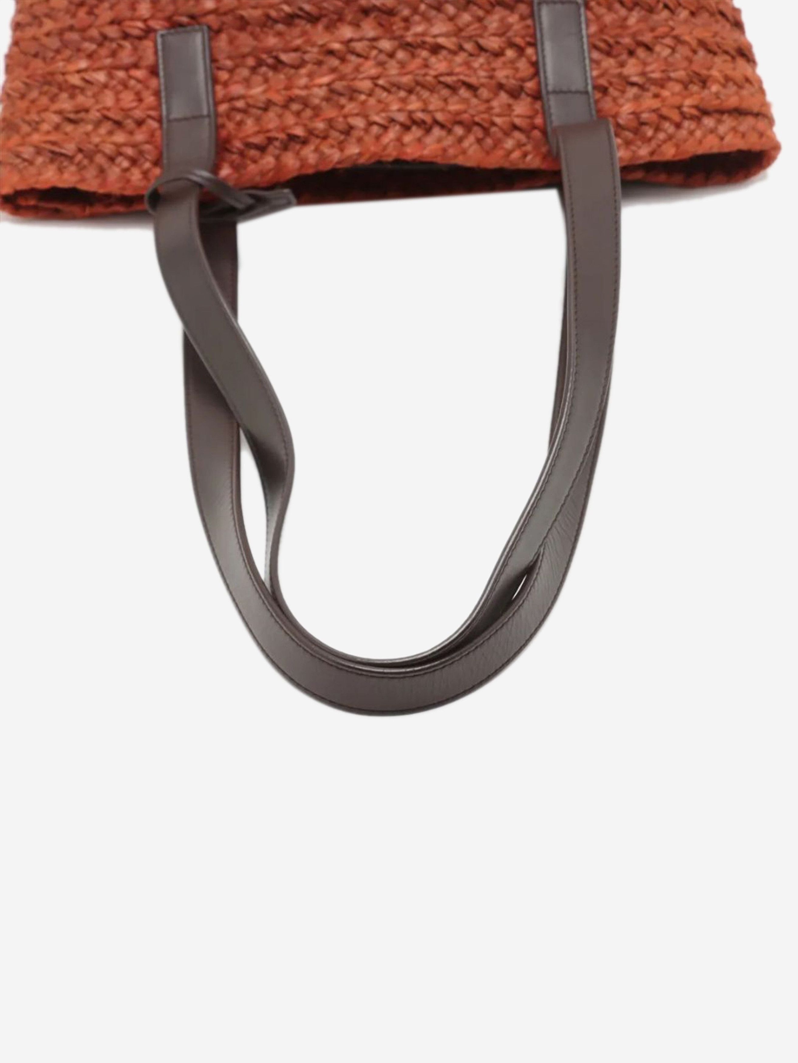 Saint Laurent Paris Brown Paris Panier raffia & leather tote bag Size ONE SIZE - 8 Thumbnail