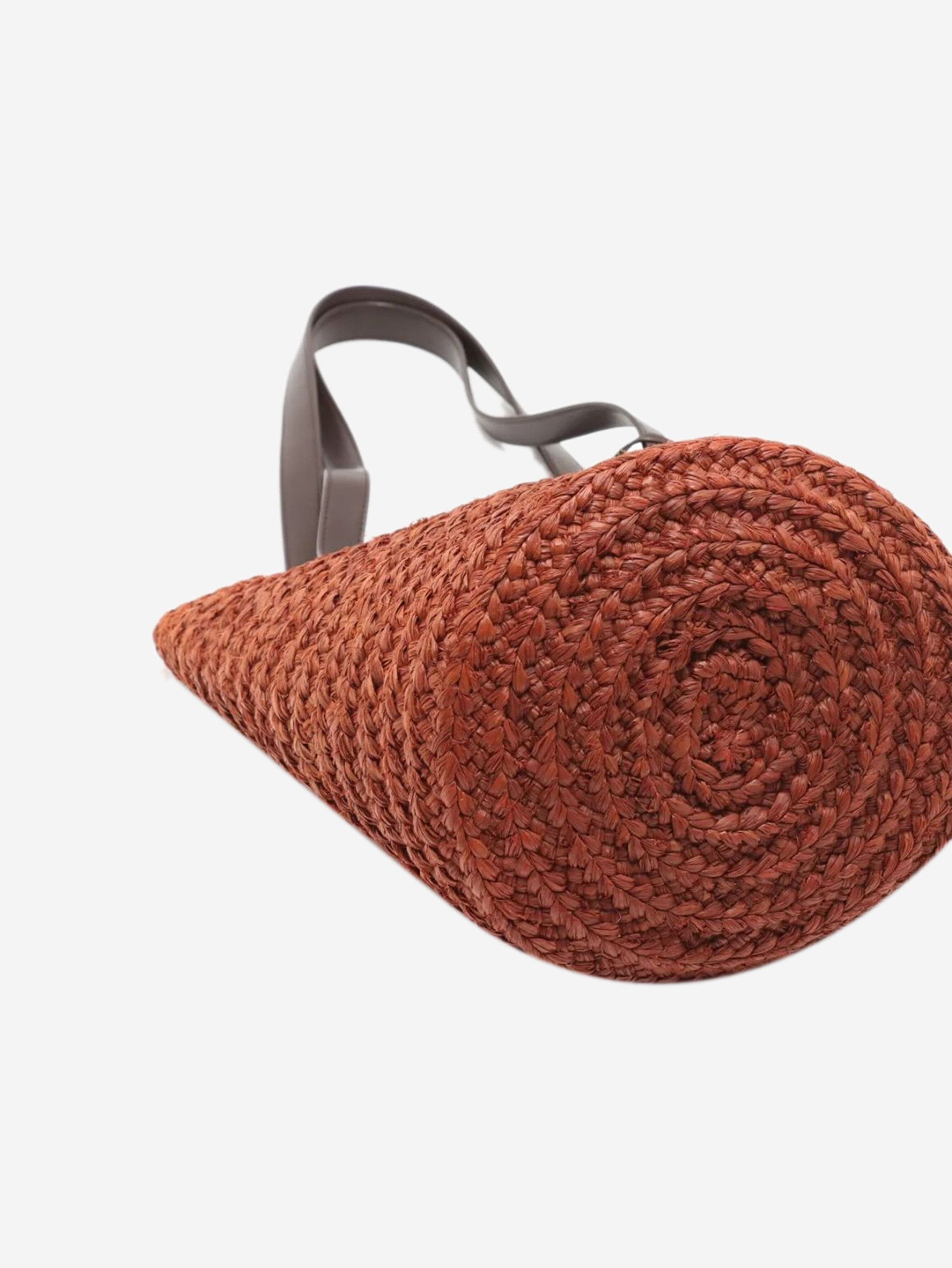 Saint Laurent Paris Brown Paris Panier raffia & leather tote bag Size ONE SIZE - 9 Thumbnail