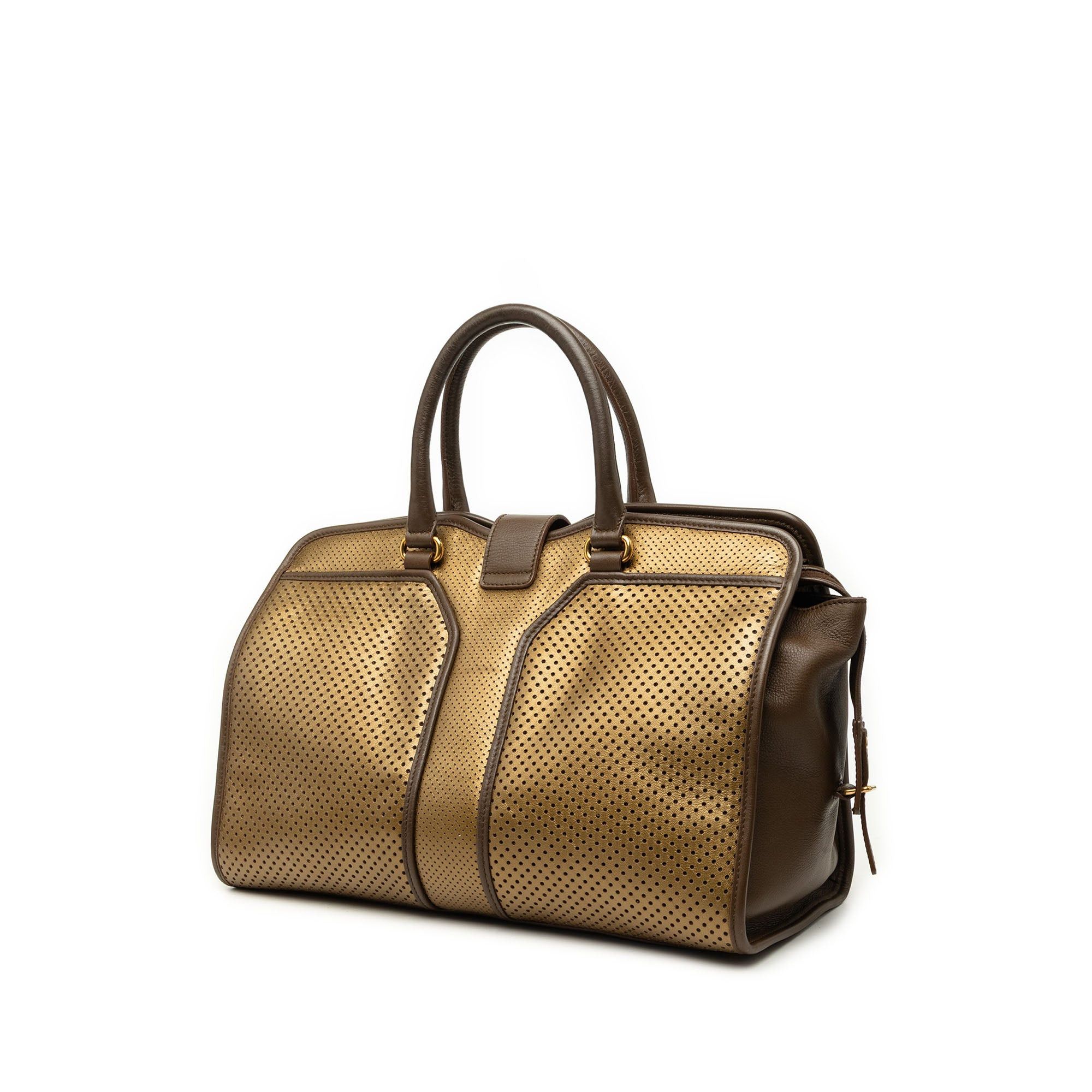 Saint Laurent Paris Perforated Metallic Leather Cabas Chyc Tote Size ONE SIZE - 2 Thumbnail