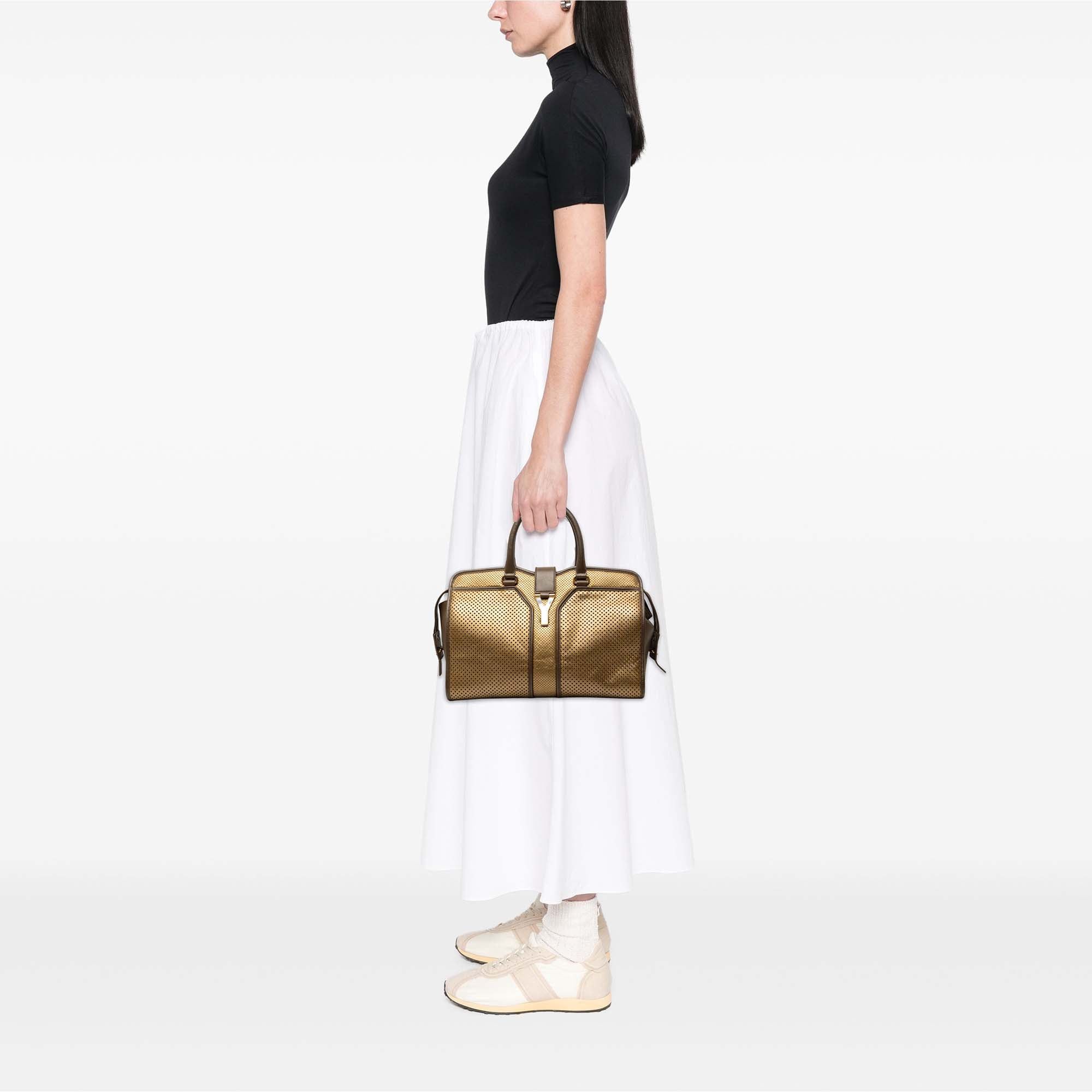 Saint Laurent Paris Perforated Metallic Leather Cabas Chyc Tote Size ONE SIZE - 6 Thumbnail