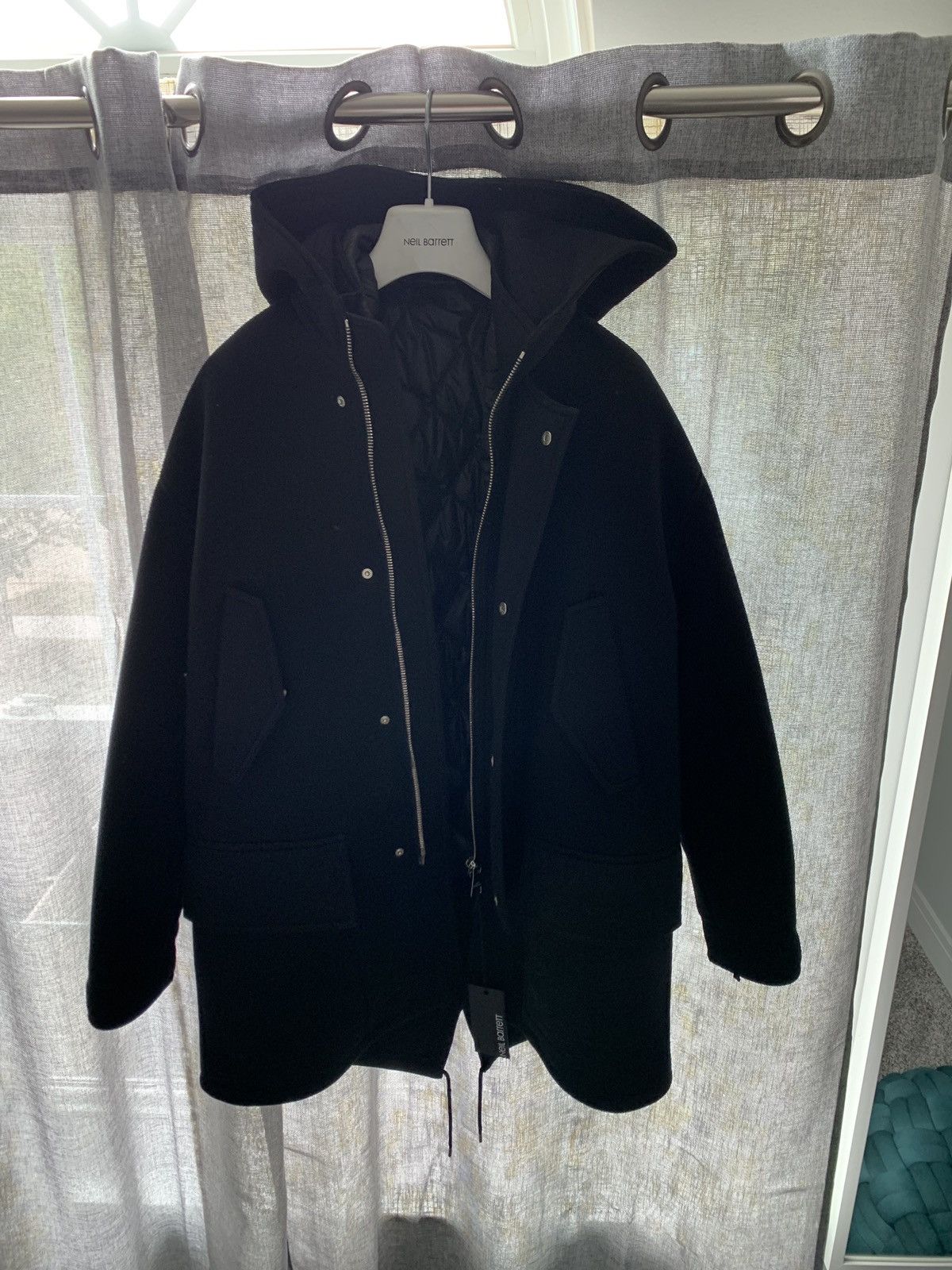 Neil Barrett DETACHABLE QUILTED LINING BONDED JERSEY COAT Size US M / EU 48-50 / 2 - 5 Thumbnail