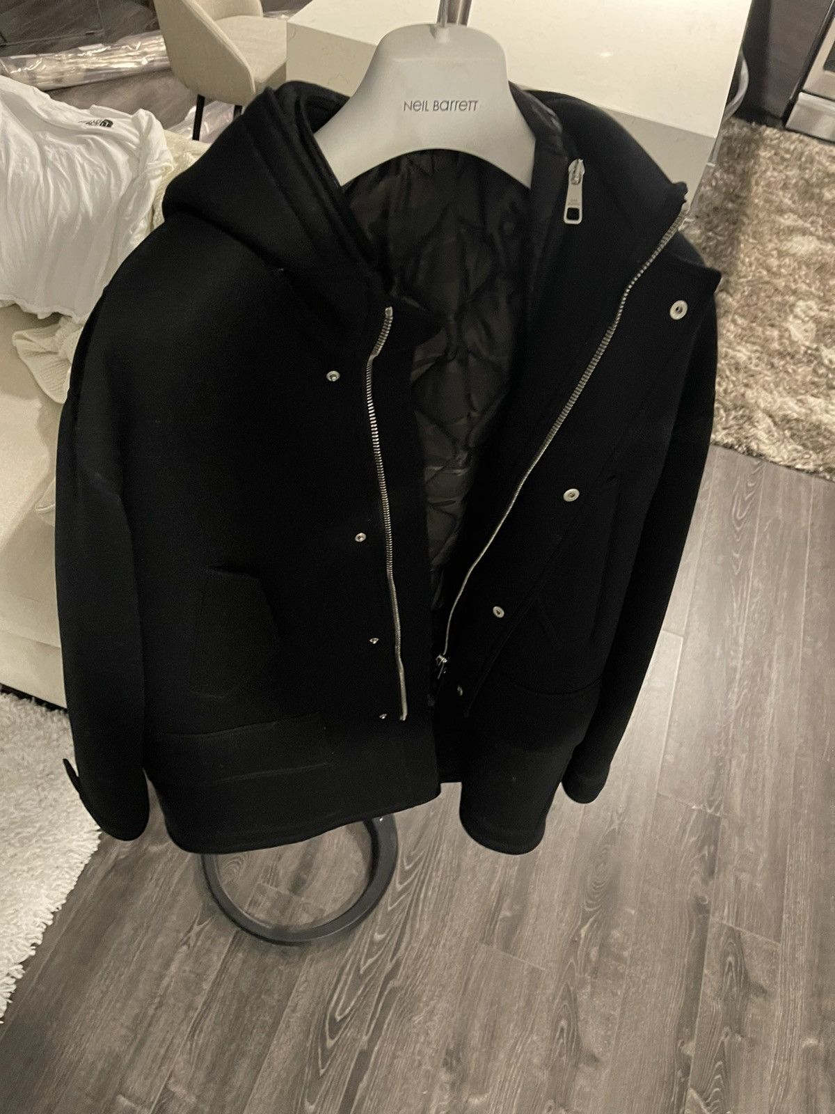 Neil Barrett DETACHABLE QUILTED LINING BONDED JERSEY COAT Size US M / EU 48-50 / 2 - 8 Thumbnail