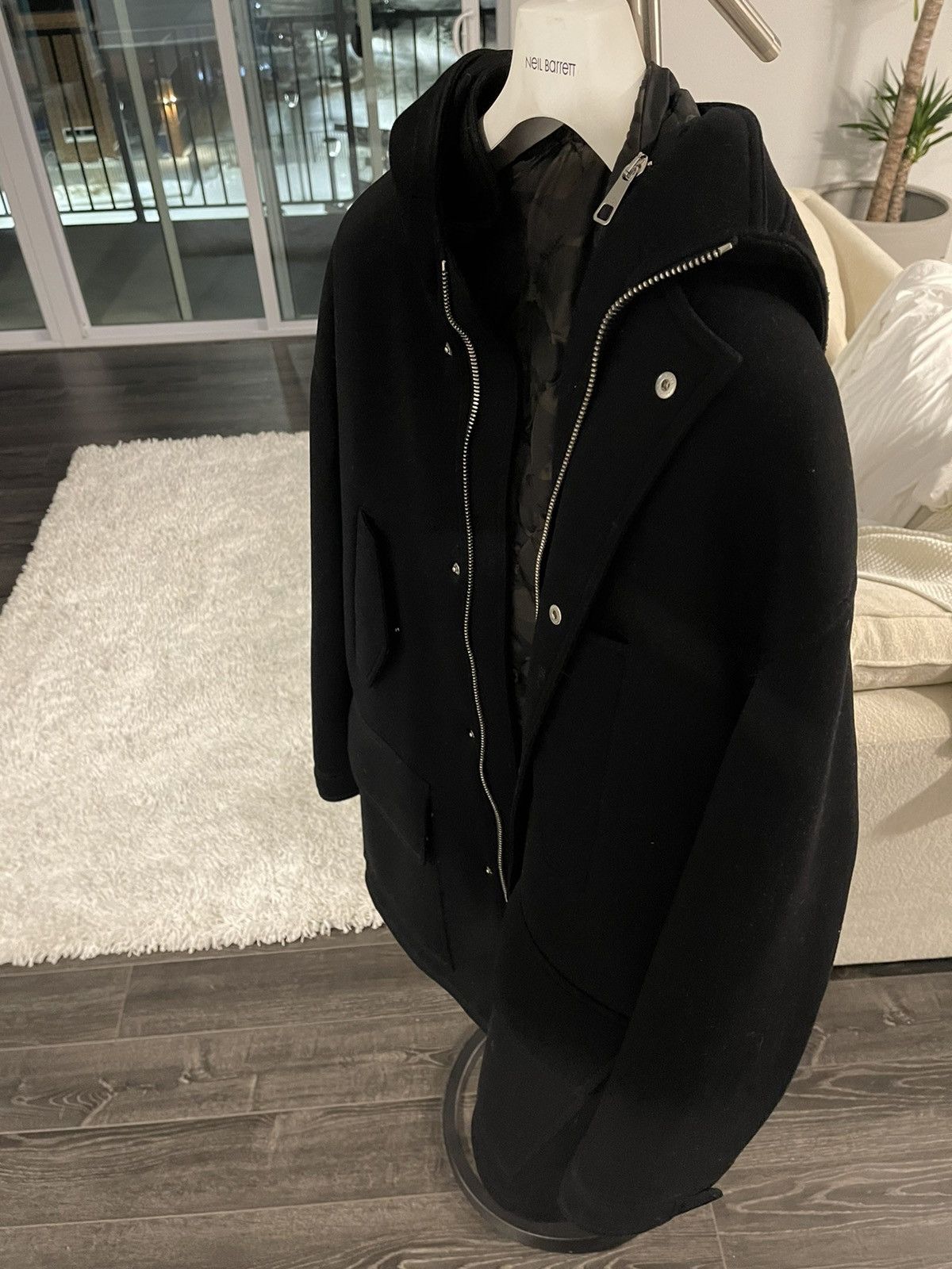 Neil Barrett DETACHABLE QUILTED LINING BONDED JERSEY COAT Size US M / EU 48-50 / 2 - 7 Thumbnail