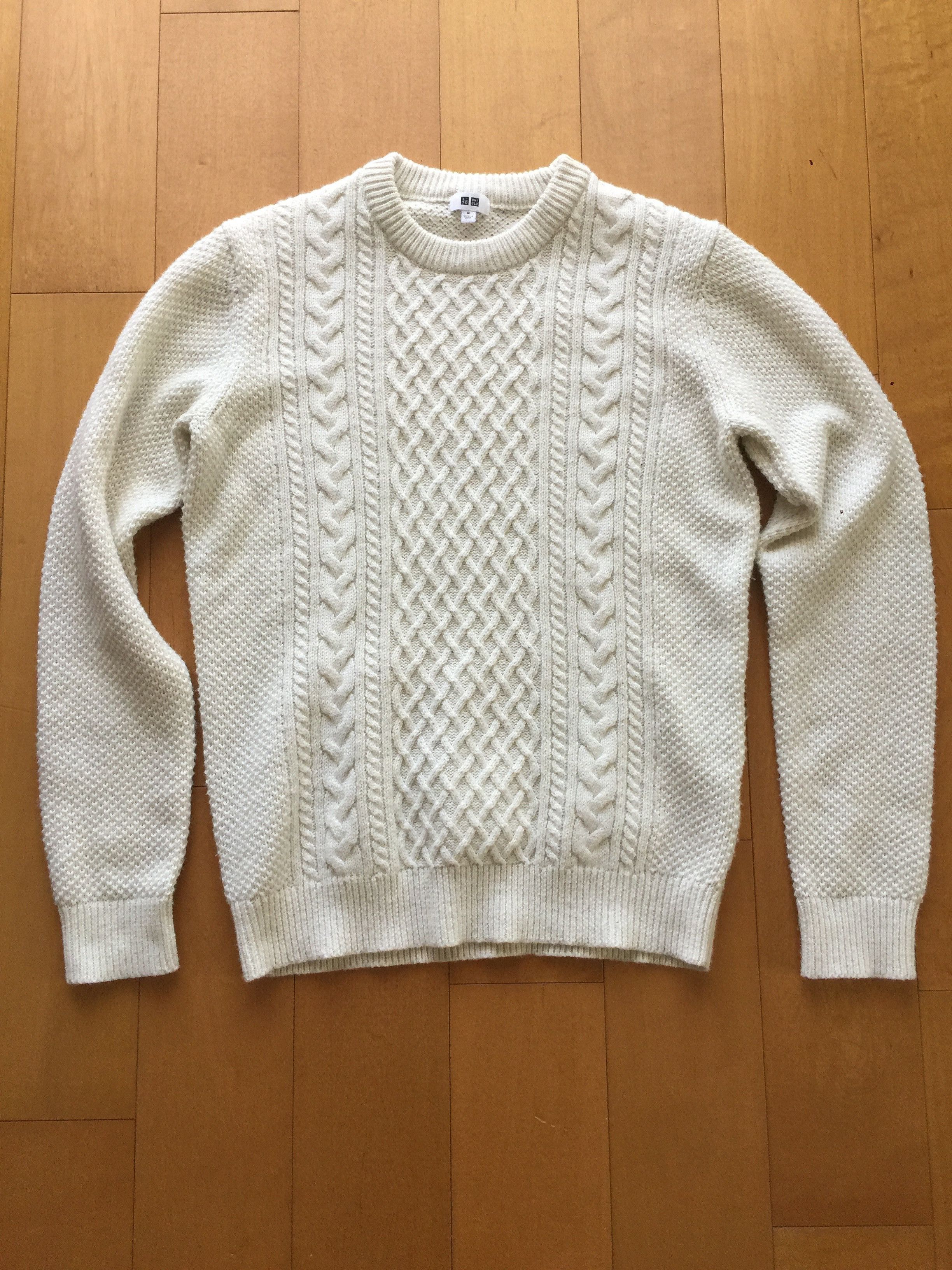 Uniqlo Cable Knit Sweater Off white Grailed