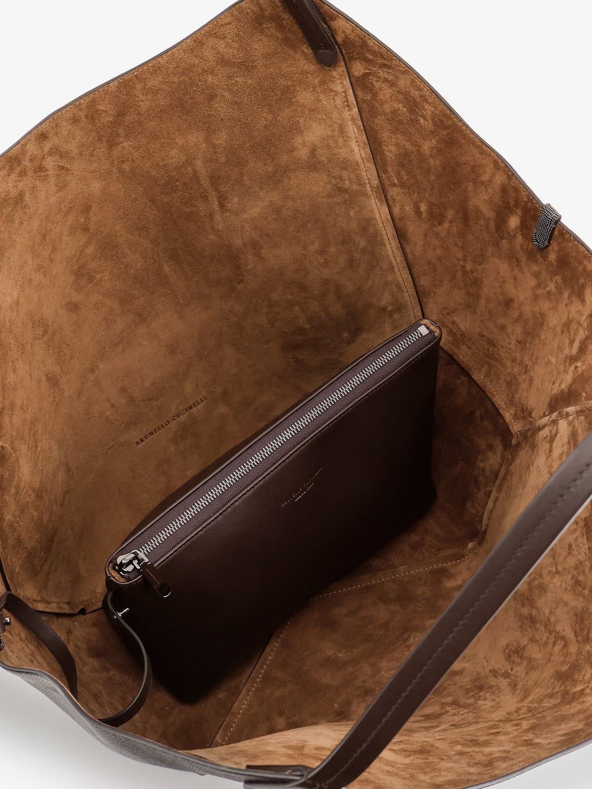 Brunello Cucinelli Brunello Cucinelli Leather shopping bag with side Monili det Size ONE SIZE - 4 Thumbnail