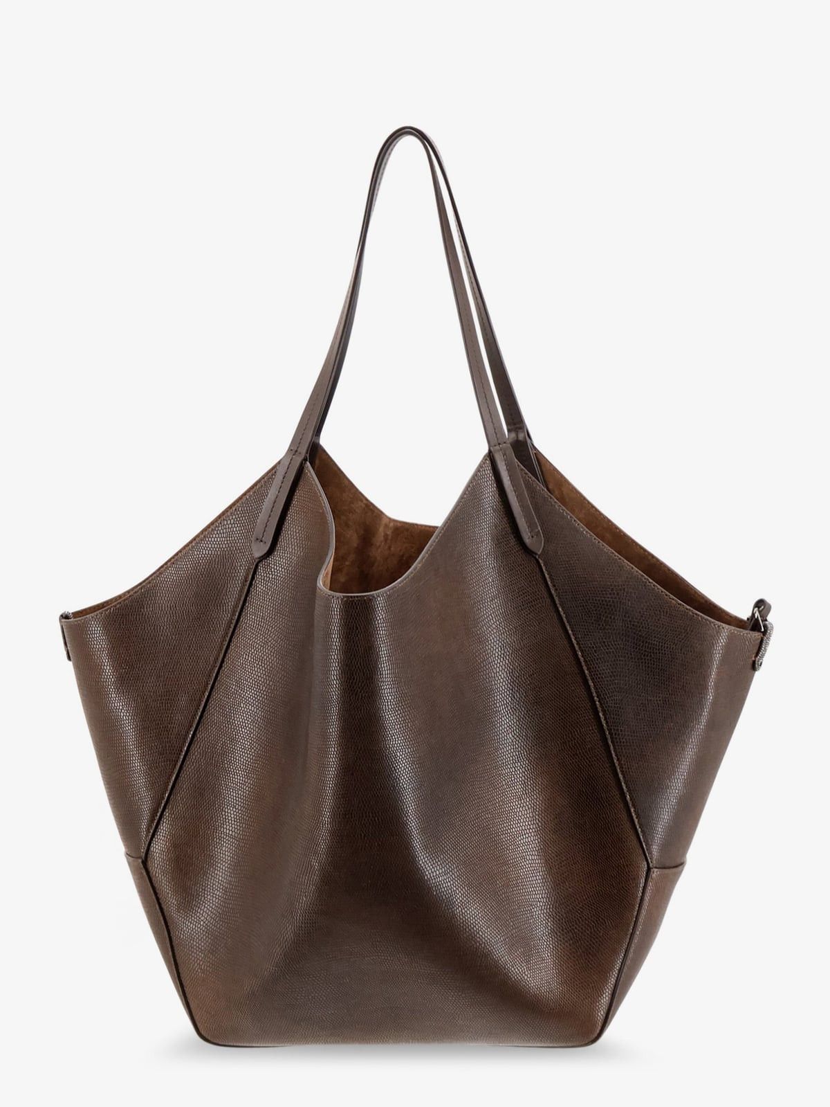 Brunello Cucinelli Brunello Cucinelli Leather shopping bag with side Monili det Size ONE SIZE - 2 Thumbnail