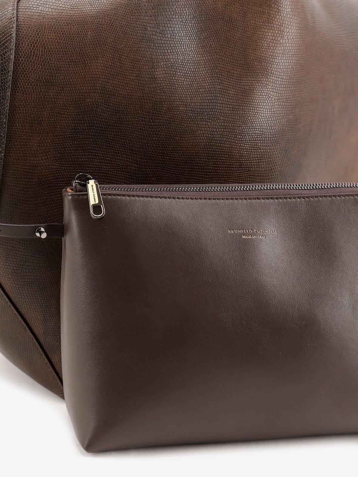 Brunello Cucinelli Brunello Cucinelli Leather shopping bag with side Monili det Size ONE SIZE - 5 Thumbnail