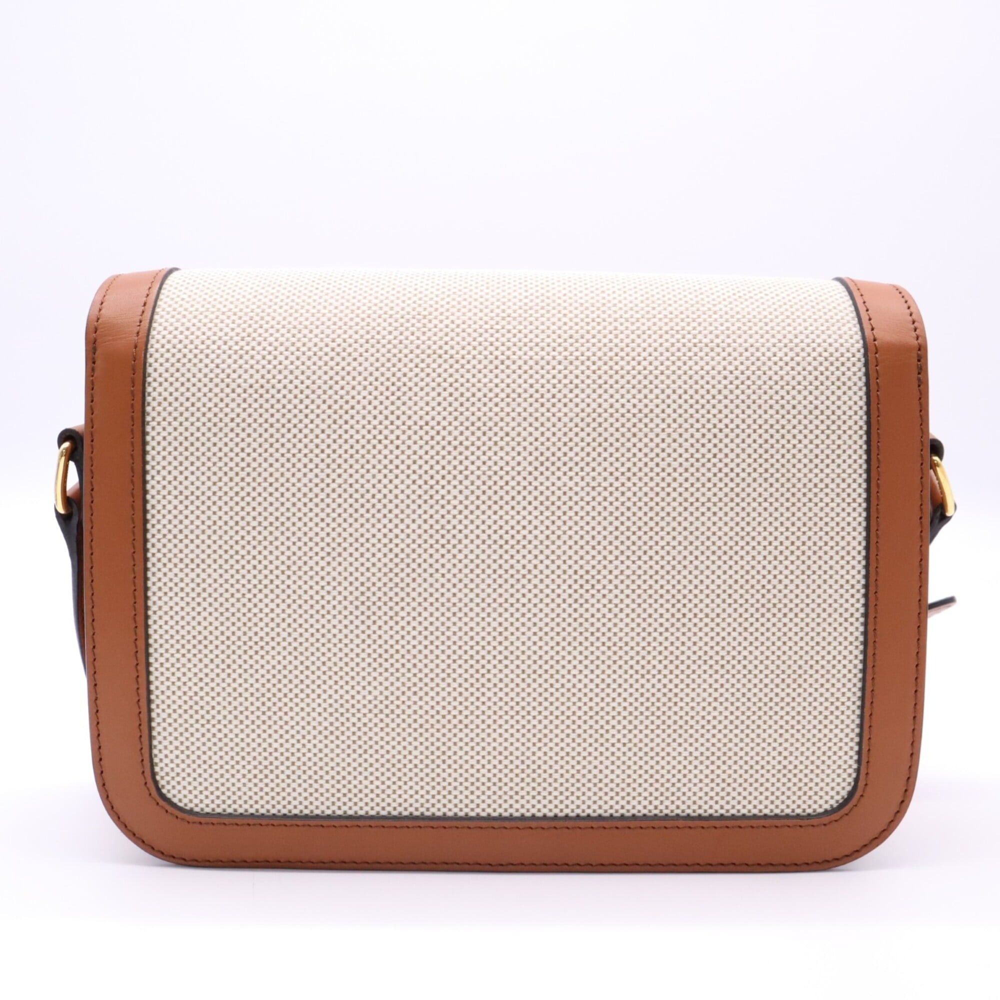 Celine CELINE Classic Triomphe Bag Medium Natural Tan 191242EGC.02NT Shoulder Brown Beige Canvas Leather Women's Size ONE SIZE - 2 Thumbnail