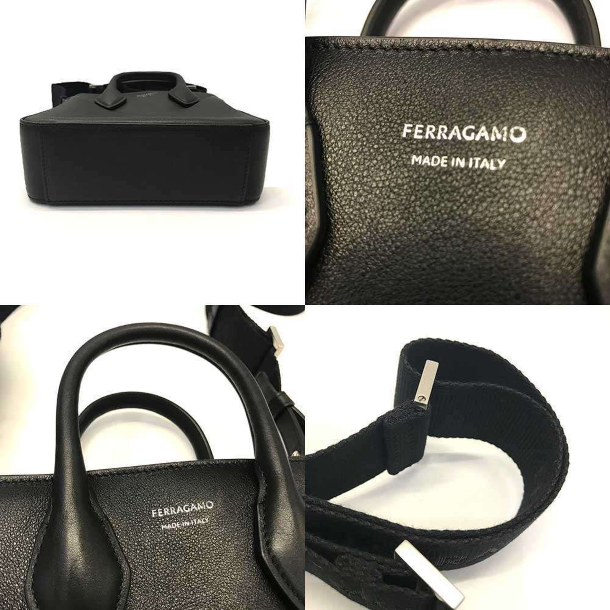 Salvatore Ferragamo Salvatore Ferragamo Ferragamo Print Leather Crossbody Bag Mini Tote Black 241681 FERRAGAMO Size ONE SIZE - 5 Thumbnail