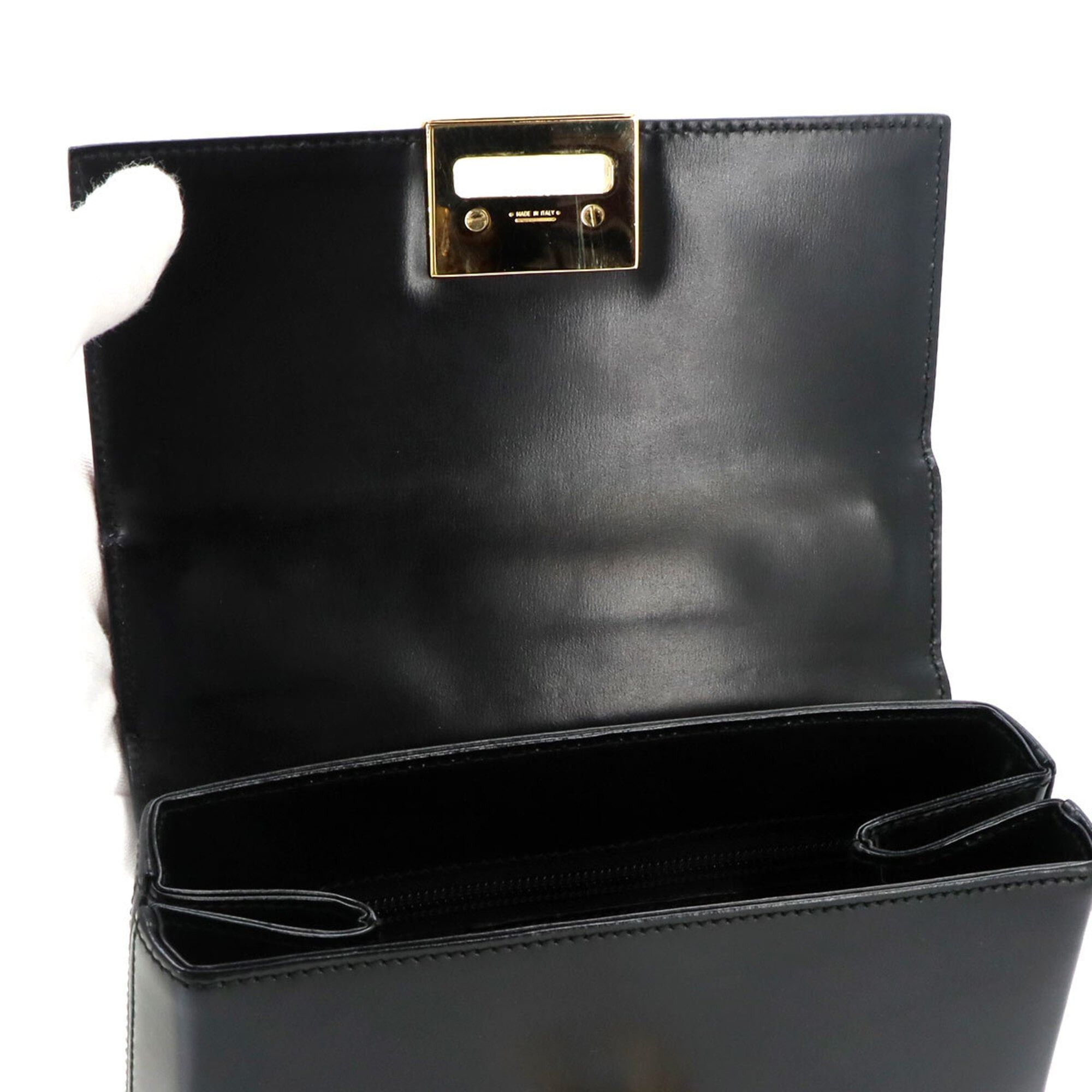 Salvatore Ferragamo Salvatore Ferragamo Gancini 2-way Hand/Shoulder Handbag, Leather, Black, 21 8658, Gold Hardware, Bag Size ONE SIZE - 7 Thumbnail