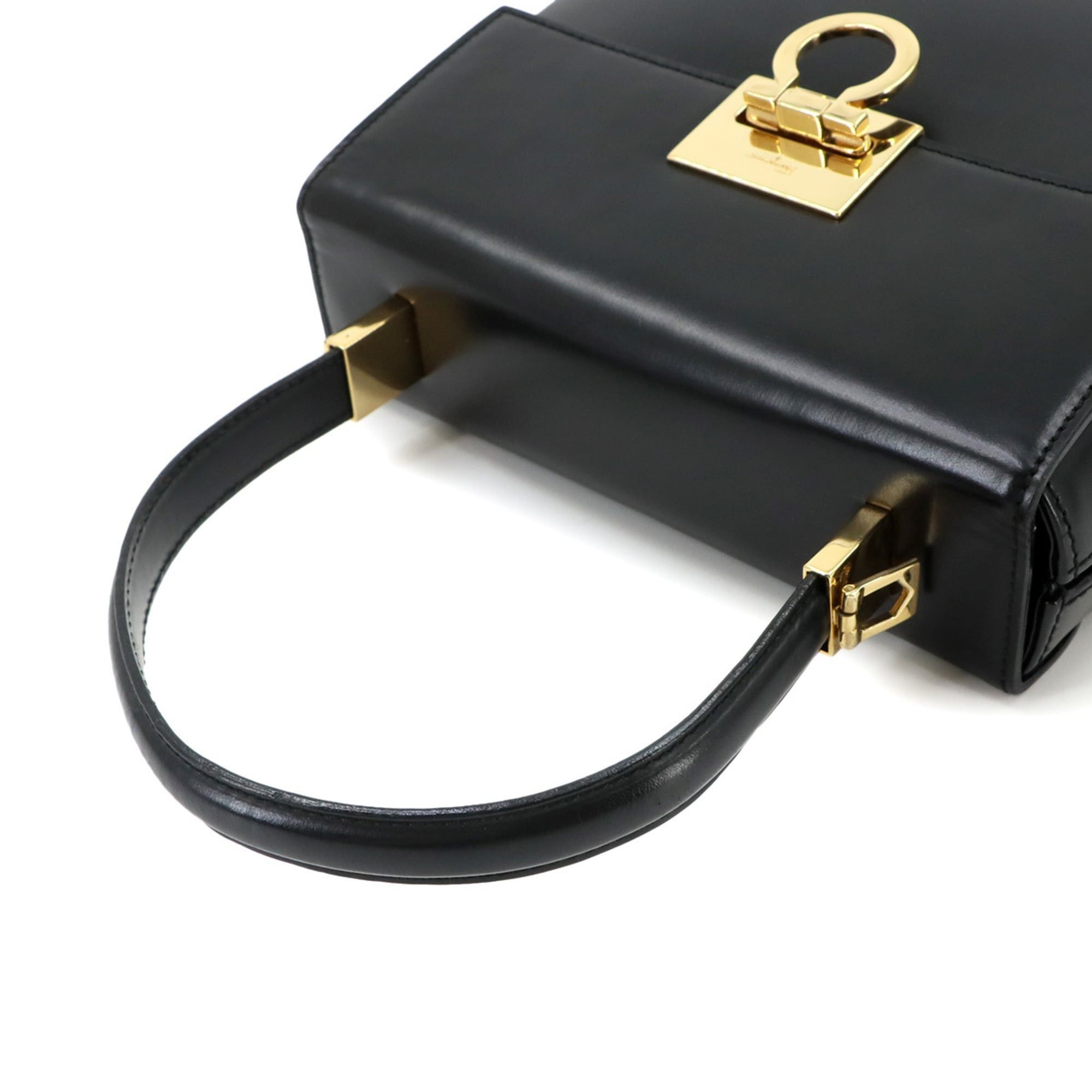 Salvatore Ferragamo Salvatore Ferragamo Gancini 2-way Hand/Shoulder Handbag, Leather, Black, 21 8658, Gold Hardware, Bag Size ONE SIZE - 6 Thumbnail
