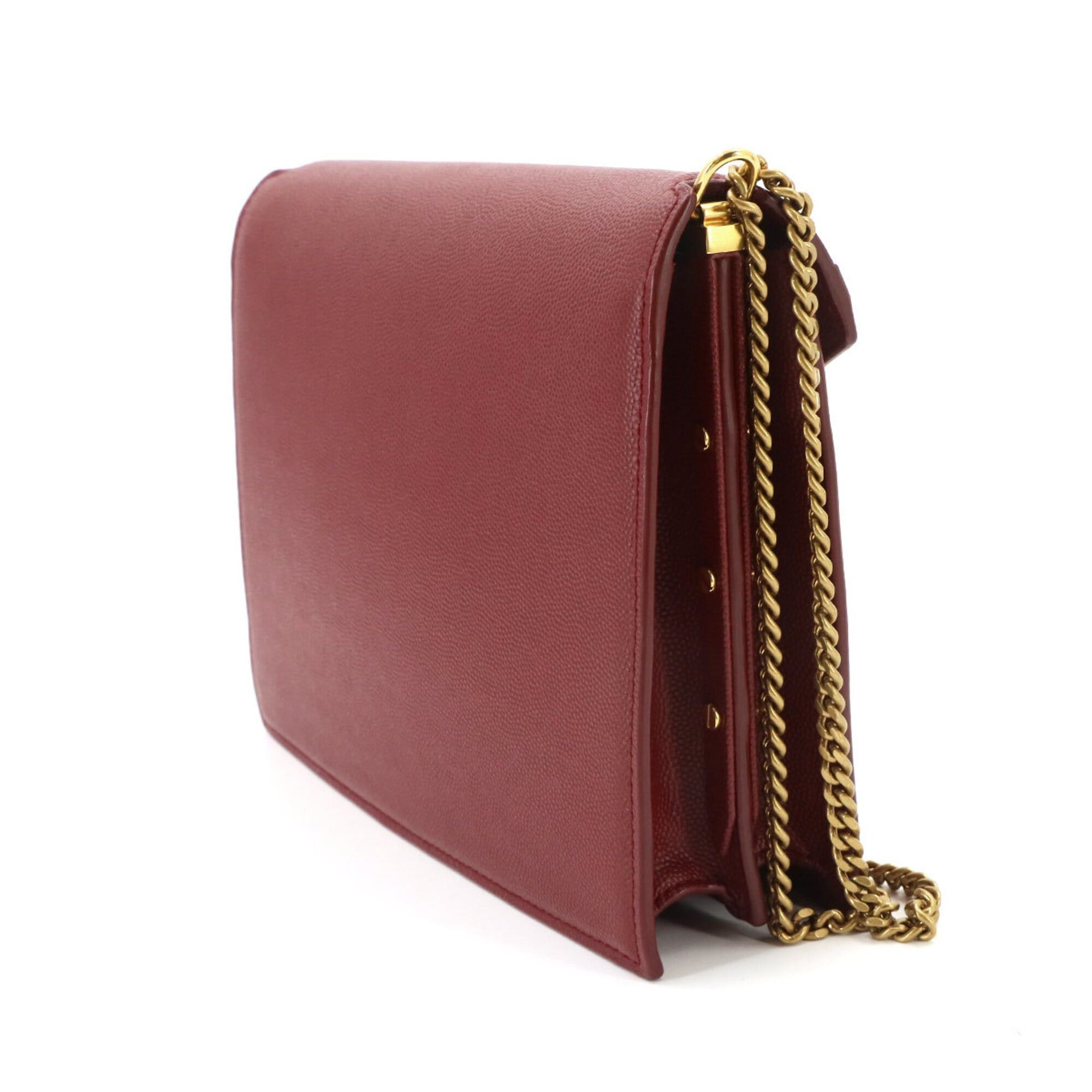 Saint Laurent Paris Saint Laurent Cassandre Envelope Chain Shoulder Handbag, Leather, Red, 532750, Gold Hardware Size ONE SIZE - 3 Thumbnail