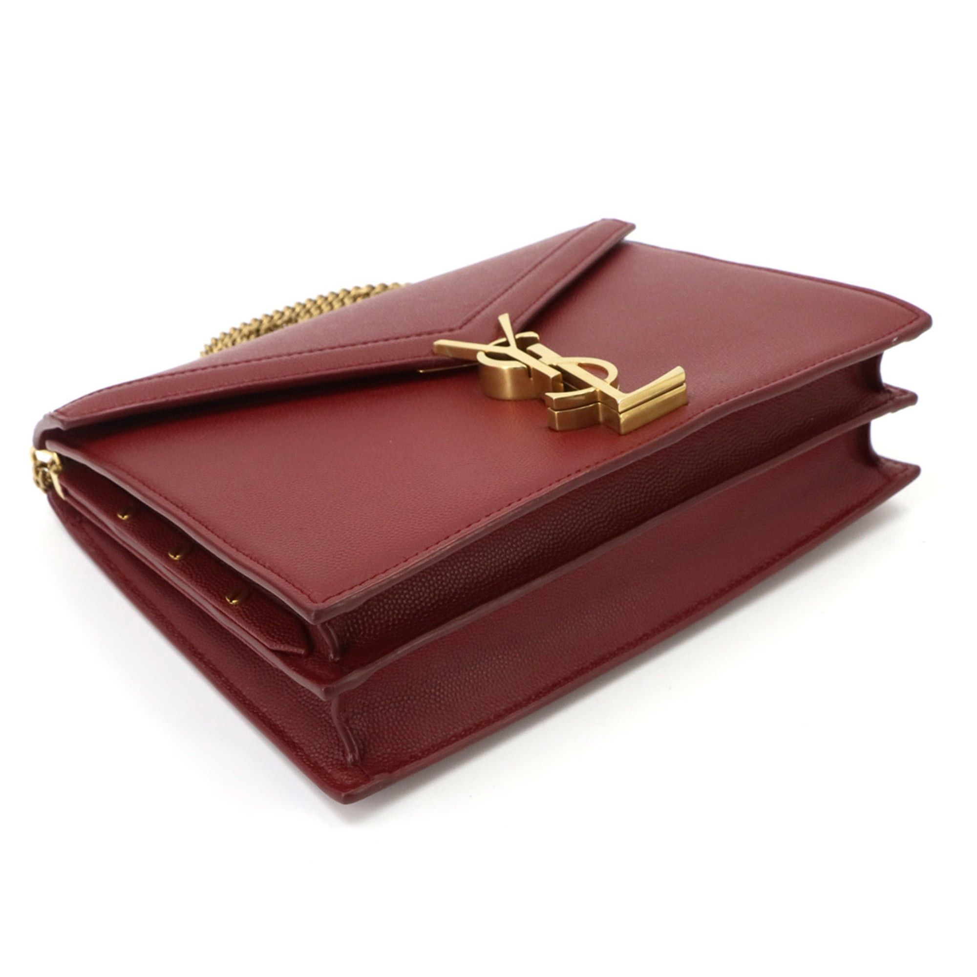 Saint Laurent Paris Saint Laurent Cassandre Envelope Chain Shoulder Handbag, Leather, Red, 532750, Gold Hardware Size ONE SIZE - 4 Thumbnail