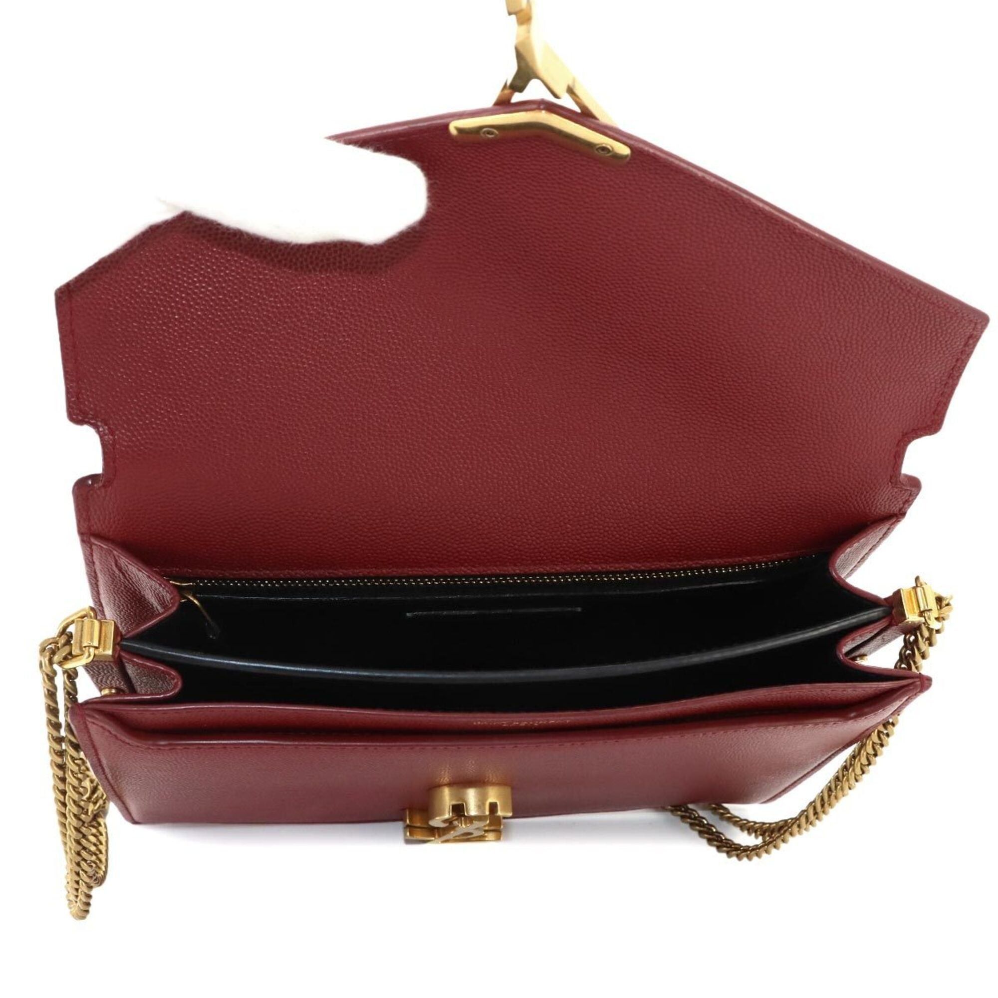 Saint Laurent Paris Saint Laurent Cassandre Envelope Chain Shoulder Handbag, Leather, Red, 532750, Gold Hardware Size ONE SIZE - 6 Thumbnail