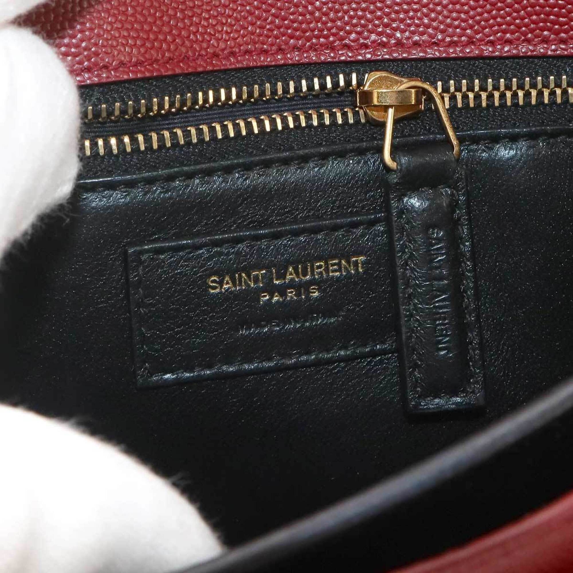 Saint Laurent Paris Saint Laurent Cassandre Envelope Chain Shoulder Handbag, Leather, Red, 532750, Gold Hardware Size ONE SIZE - 8 Thumbnail