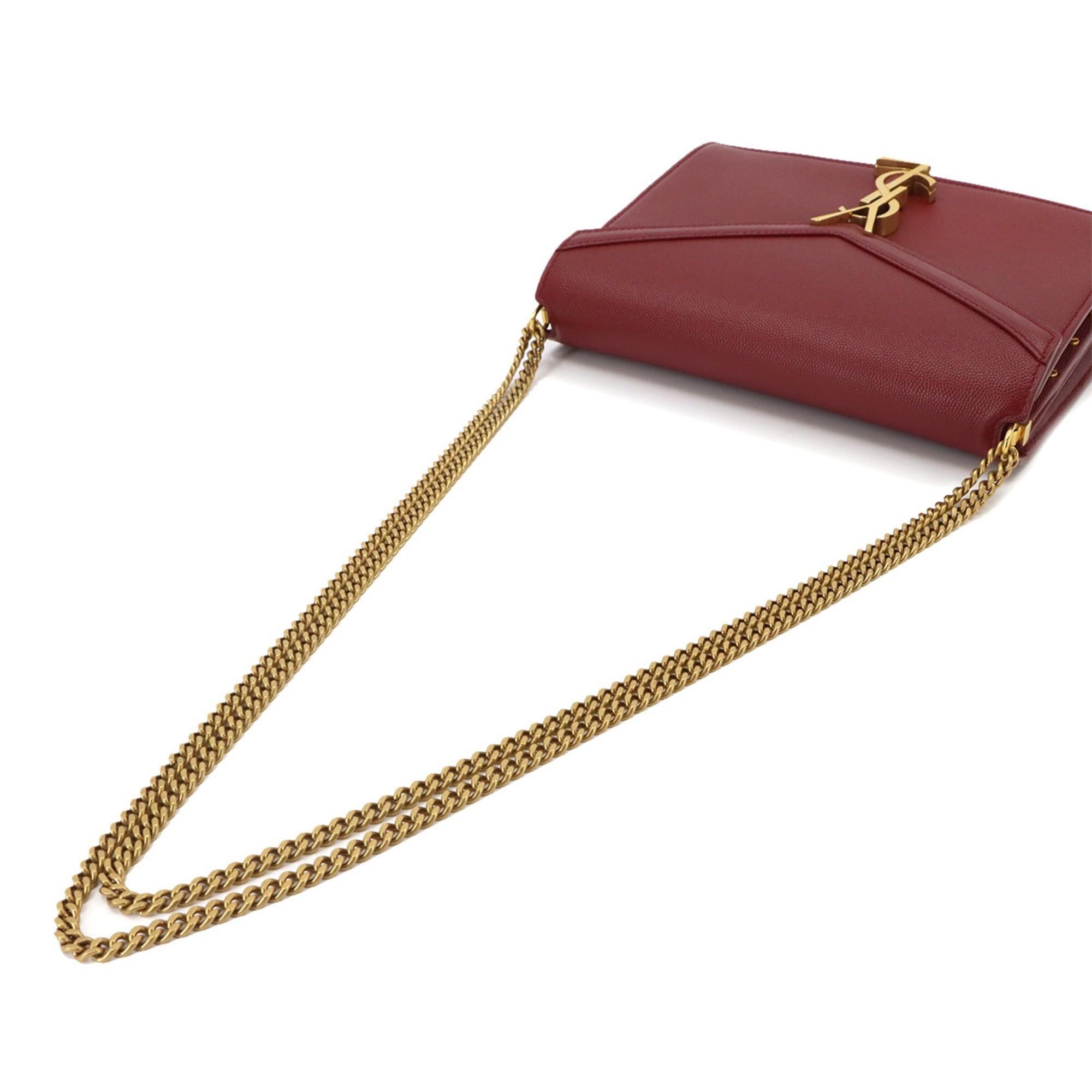 Saint Laurent Paris Saint Laurent Cassandre Envelope Chain Shoulder Handbag, Leather, Red, 532750, Gold Hardware Size ONE SIZE - 5 Thumbnail