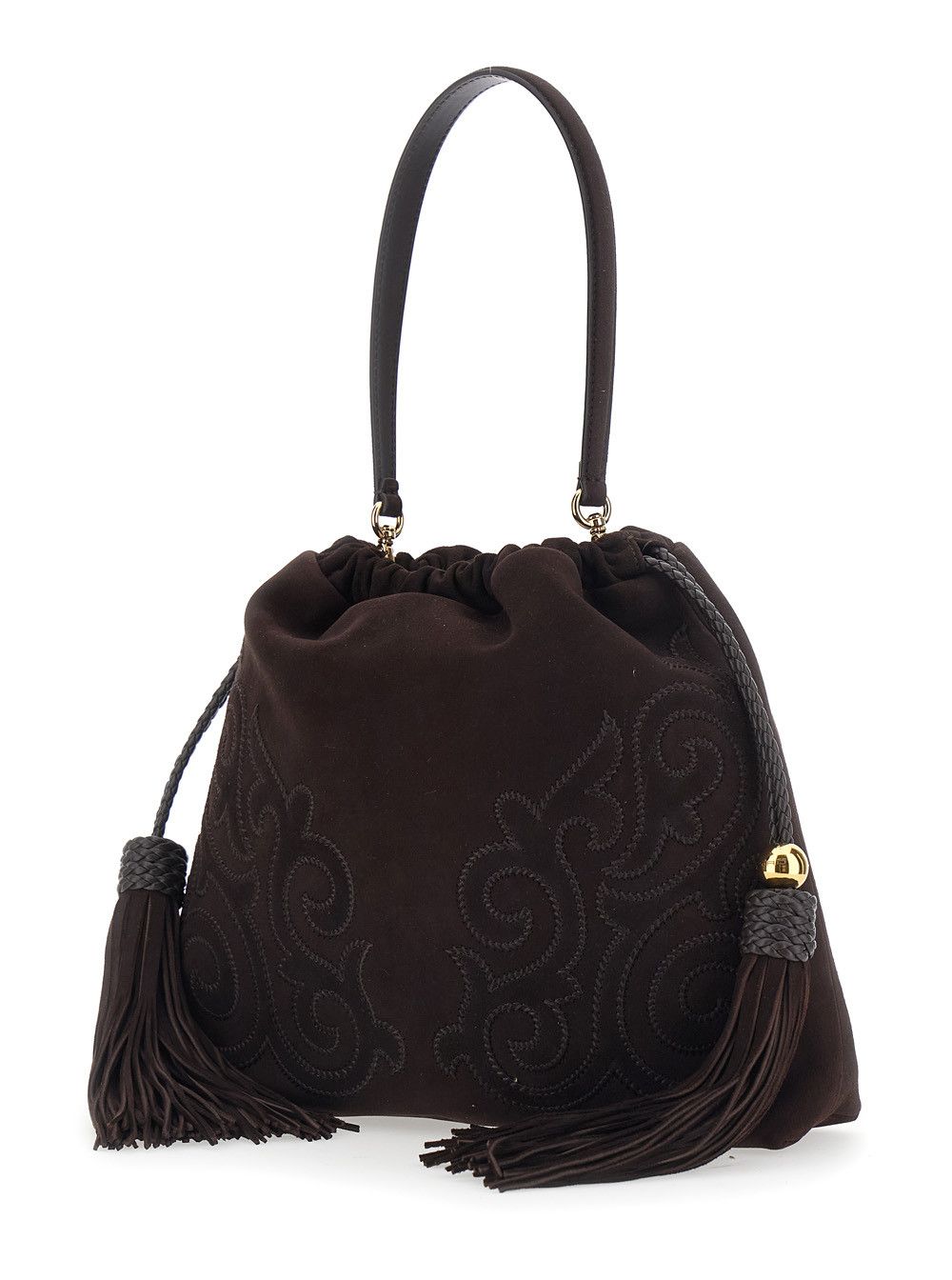 Etro 'Kalispera' Brown Shoulder bag with Drawstring Closure and Tassels on the Front in Suede for Women Size ONE SIZE - 2 Thumbnail