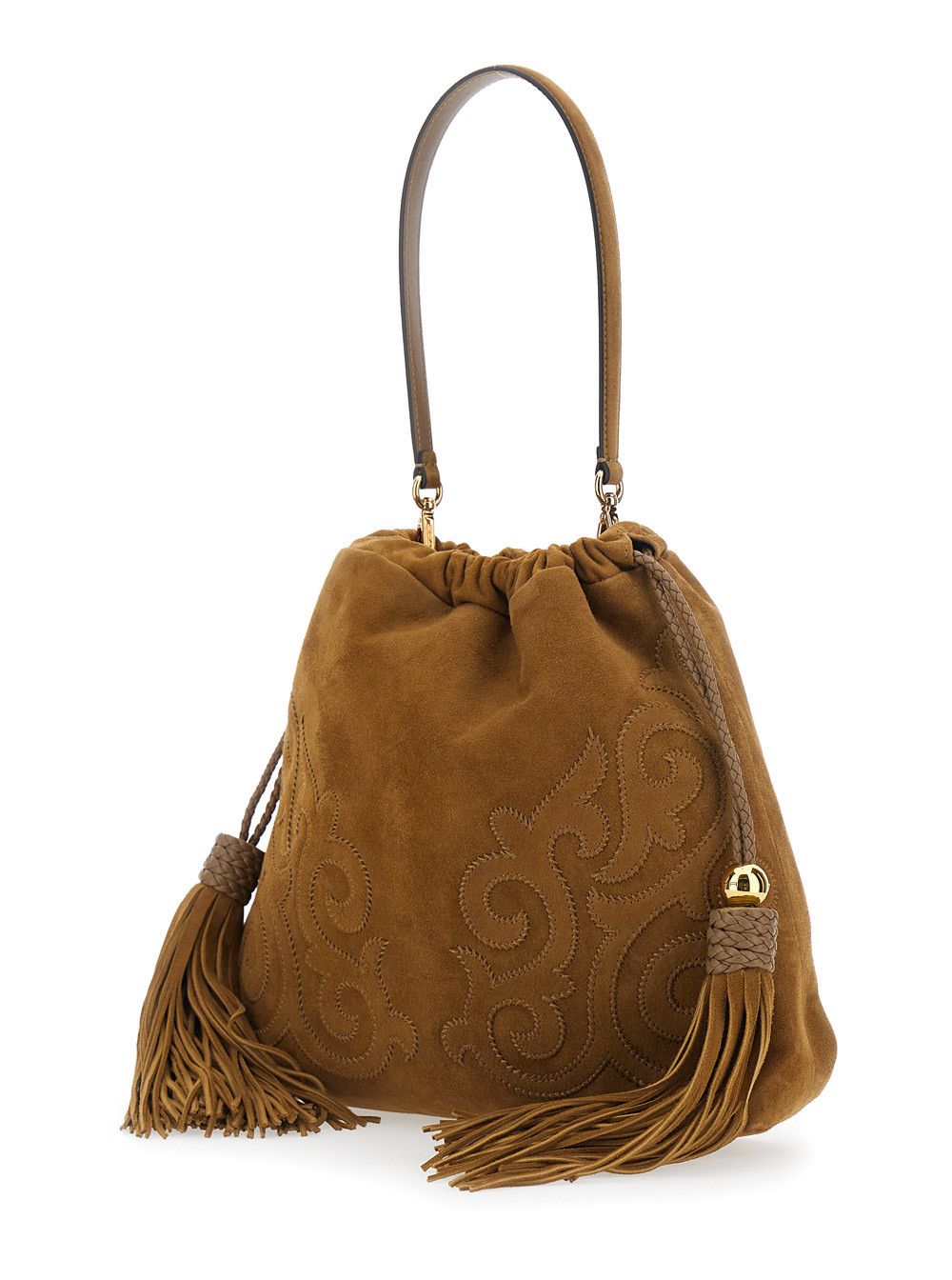 Etro 'Kalispera' Brown Shoulder bag with Drawstring Closure and Tassels on the Front in Suede for Women Size ONE SIZE - 2 Thumbnail