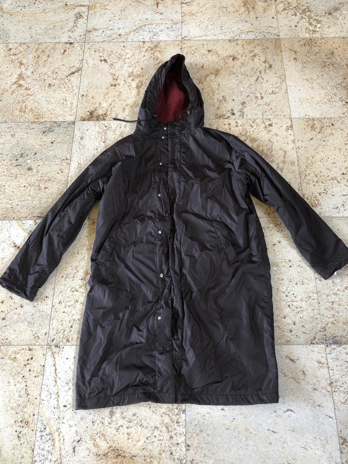 Brown Nylon Coat With Burgundy Interior