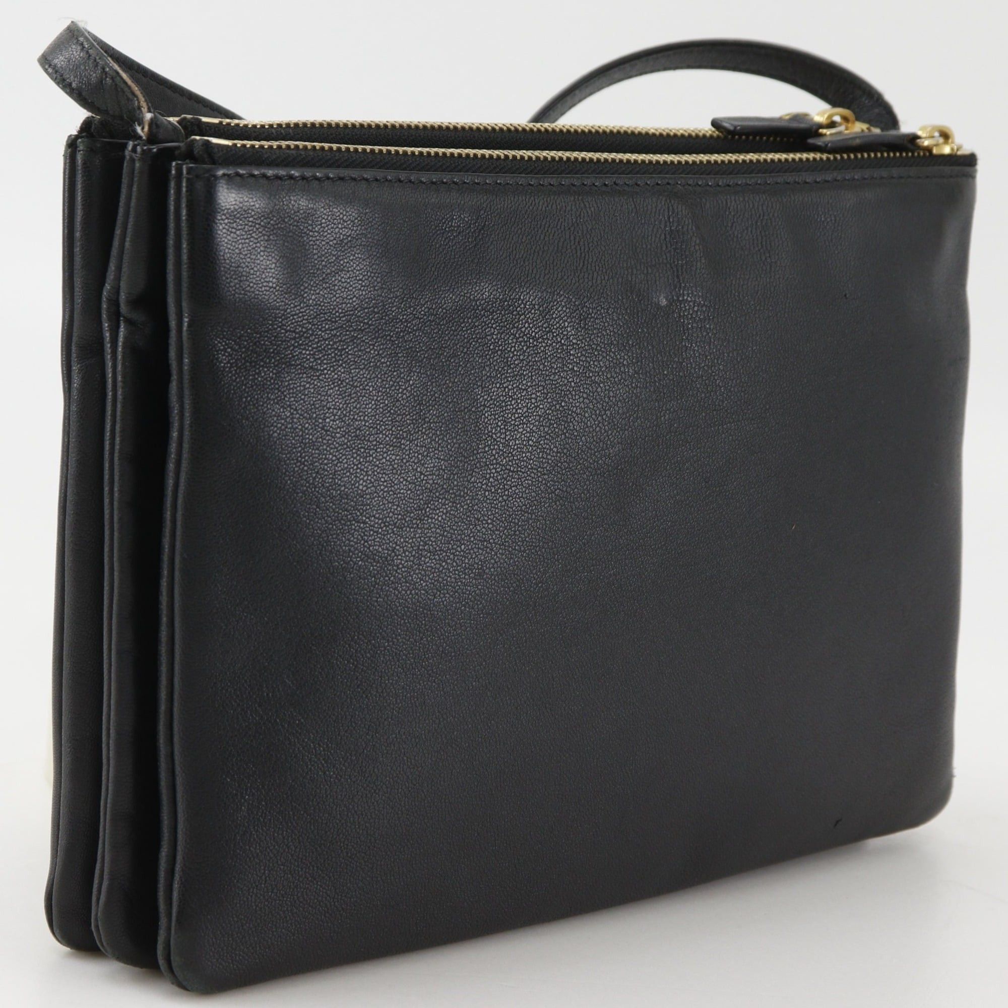 Celine Celine Trio Shoulder Bag, Leather, Black, Crossbody, Women's Size ONE SIZE - 3 Thumbnail