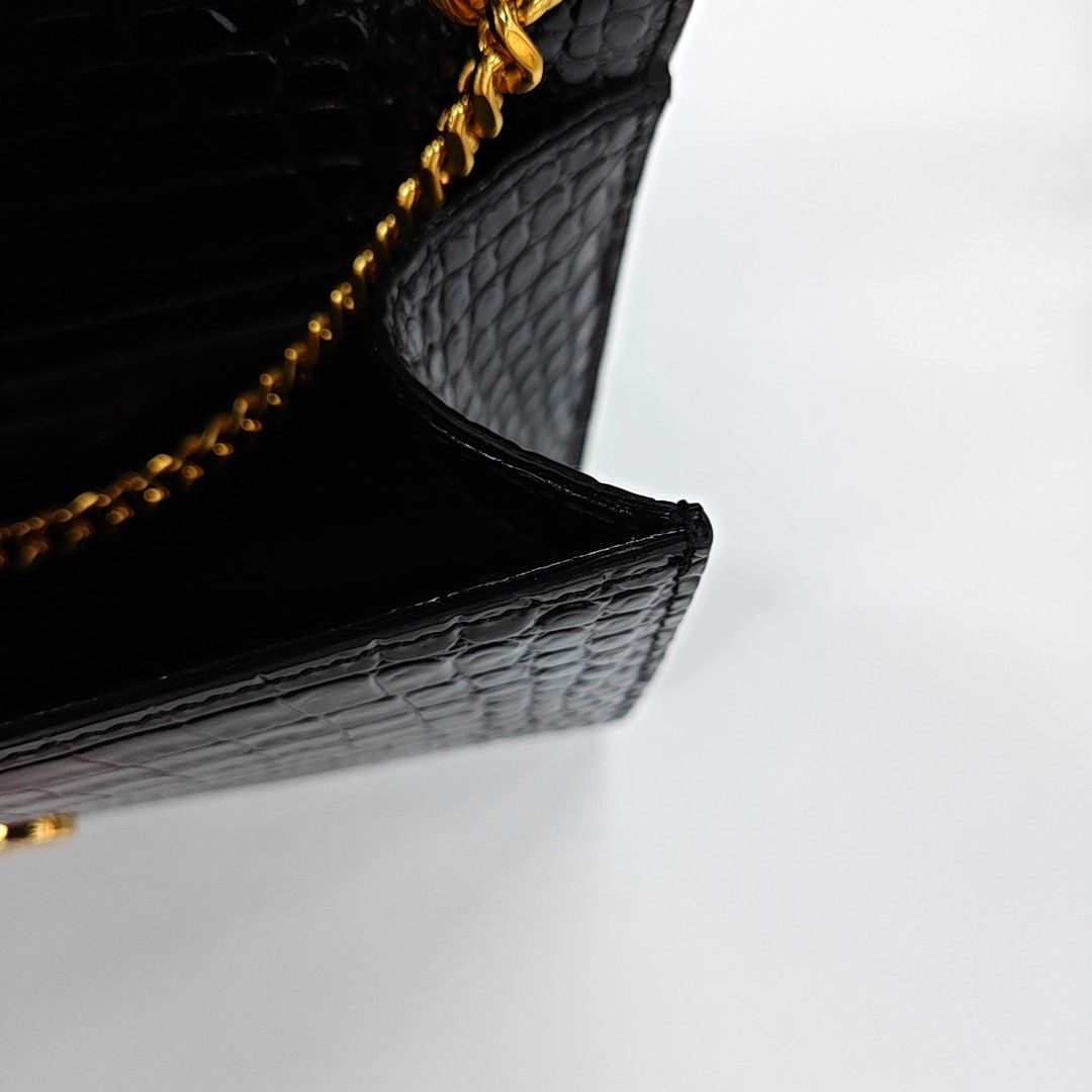Saint Laurent Paris Saint Laurent Kate Crocodile Embossed Tassel Bag One Size Size ONE SIZE - 11 Thumbnail