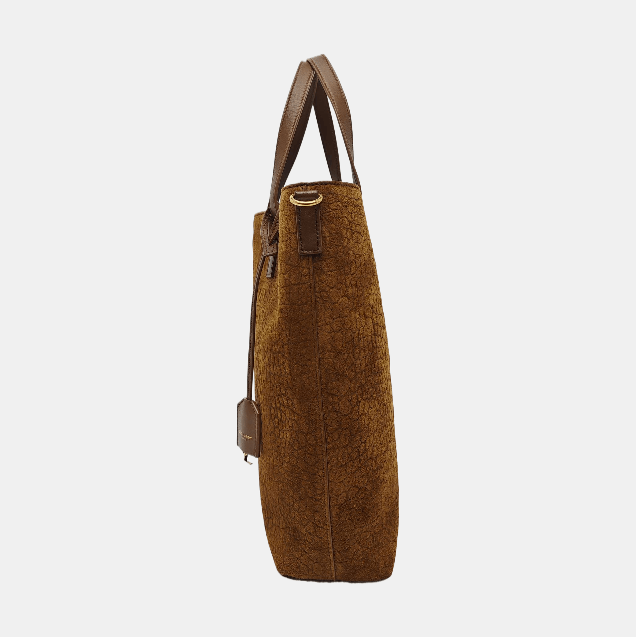 Saint Laurent Paris Saint Laurent Crocodile-Embossed Suede Tote Bag Size ONE SIZE - 3 Thumbnail