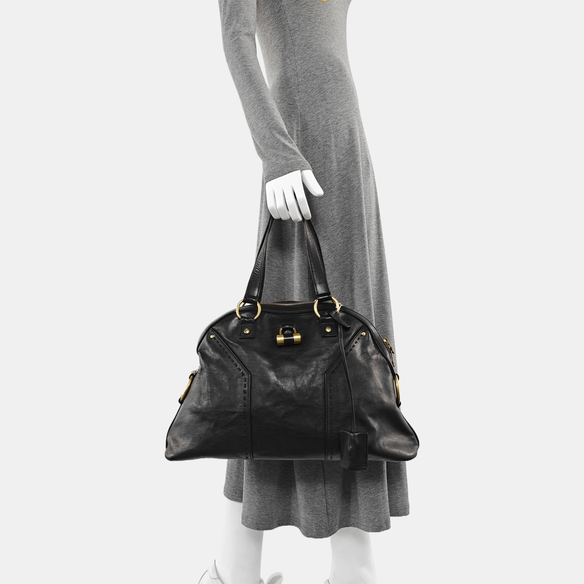 Saint Laurent Paris Saint Laurent Muse Black Leather Handle Bag One Size Size ONE SIZE - 2 Thumbnail
