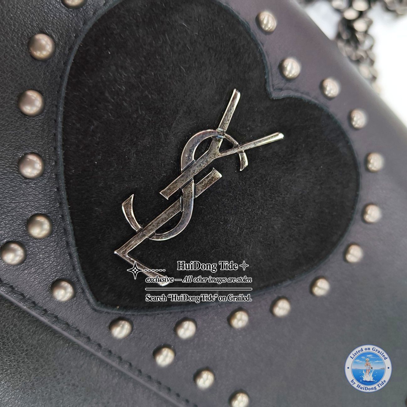 Saint Laurent Paris Saint Laurent Studded Sunset Heart Shoulder Bag OS Size ONE SIZE - 9 Thumbnail