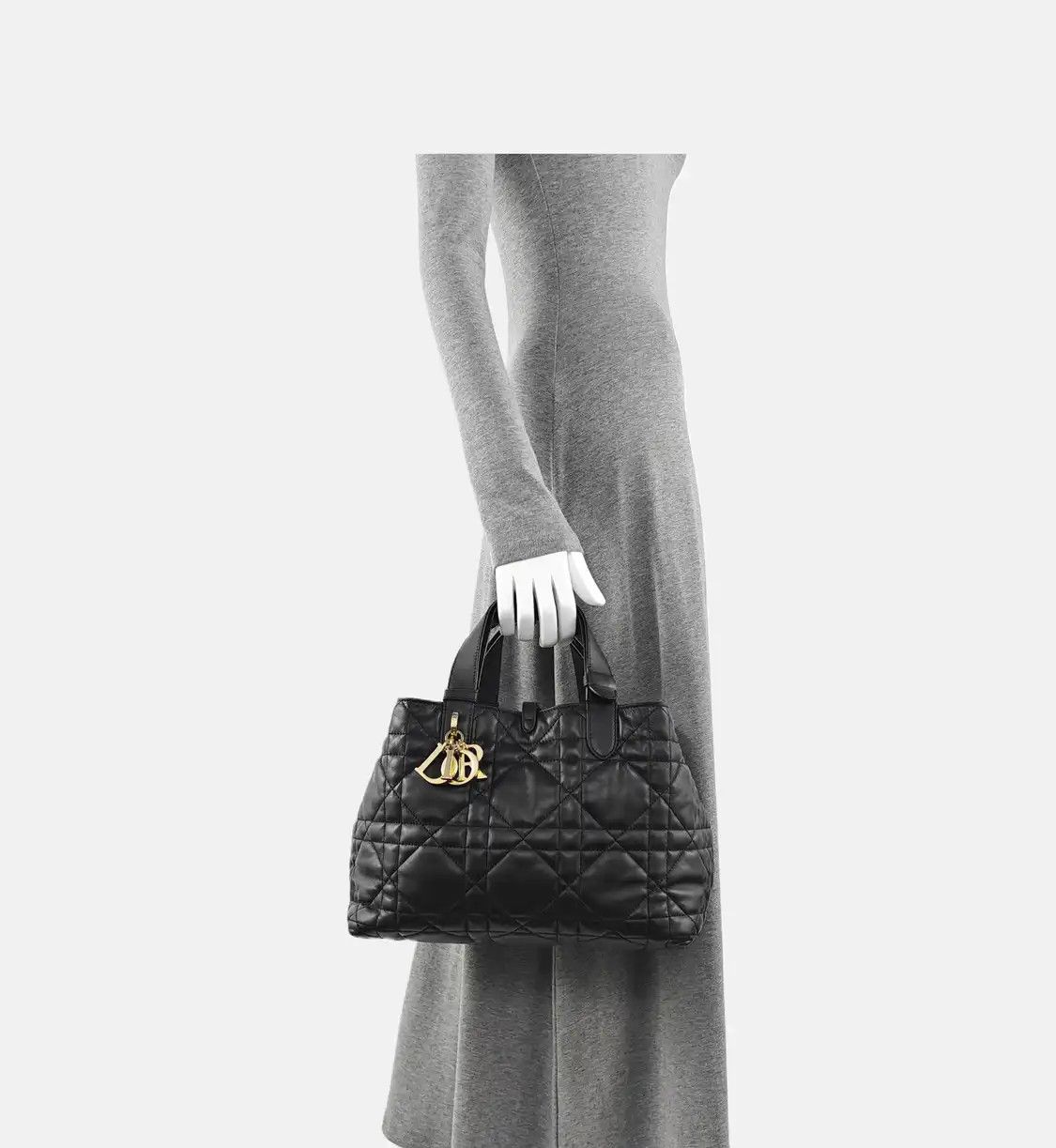 Dior DIOR Toujours Medium black cowhide leather rattan plaid quilted handbag shoulder Size ONE SIZE - 2 Thumbnail