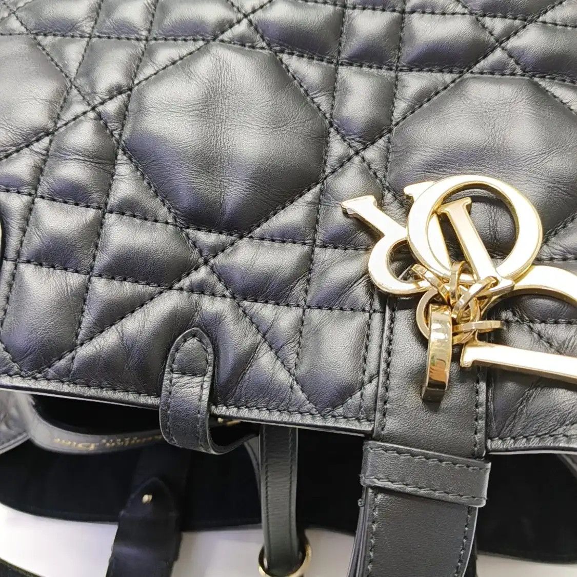 Dior DIOR Toujours Medium black cowhide leather rattan plaid quilted handbag shoulder Size ONE SIZE - 9 Thumbnail